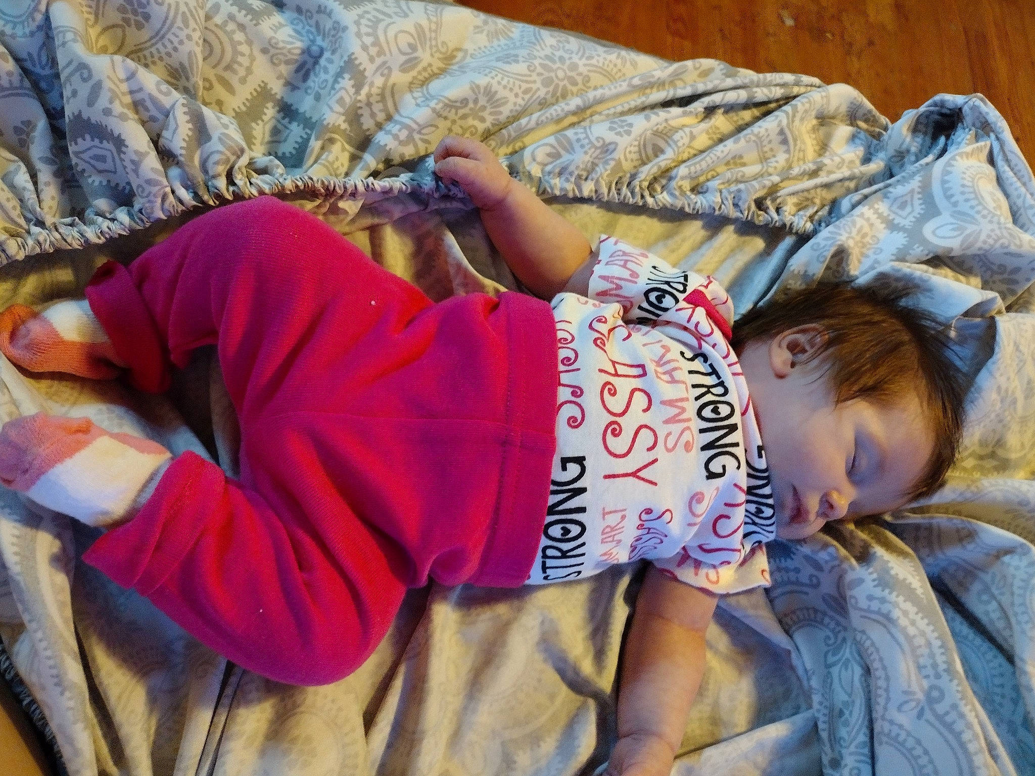 Maggie-elizabeth joined the competition — help win amazing prizes! arm, child, comfort, denim, fun, happy, head, human_body, joint, leisure, magenta, orange, pattern, person, plant, sitting, sleeve, t_shirt, thigh, toddler