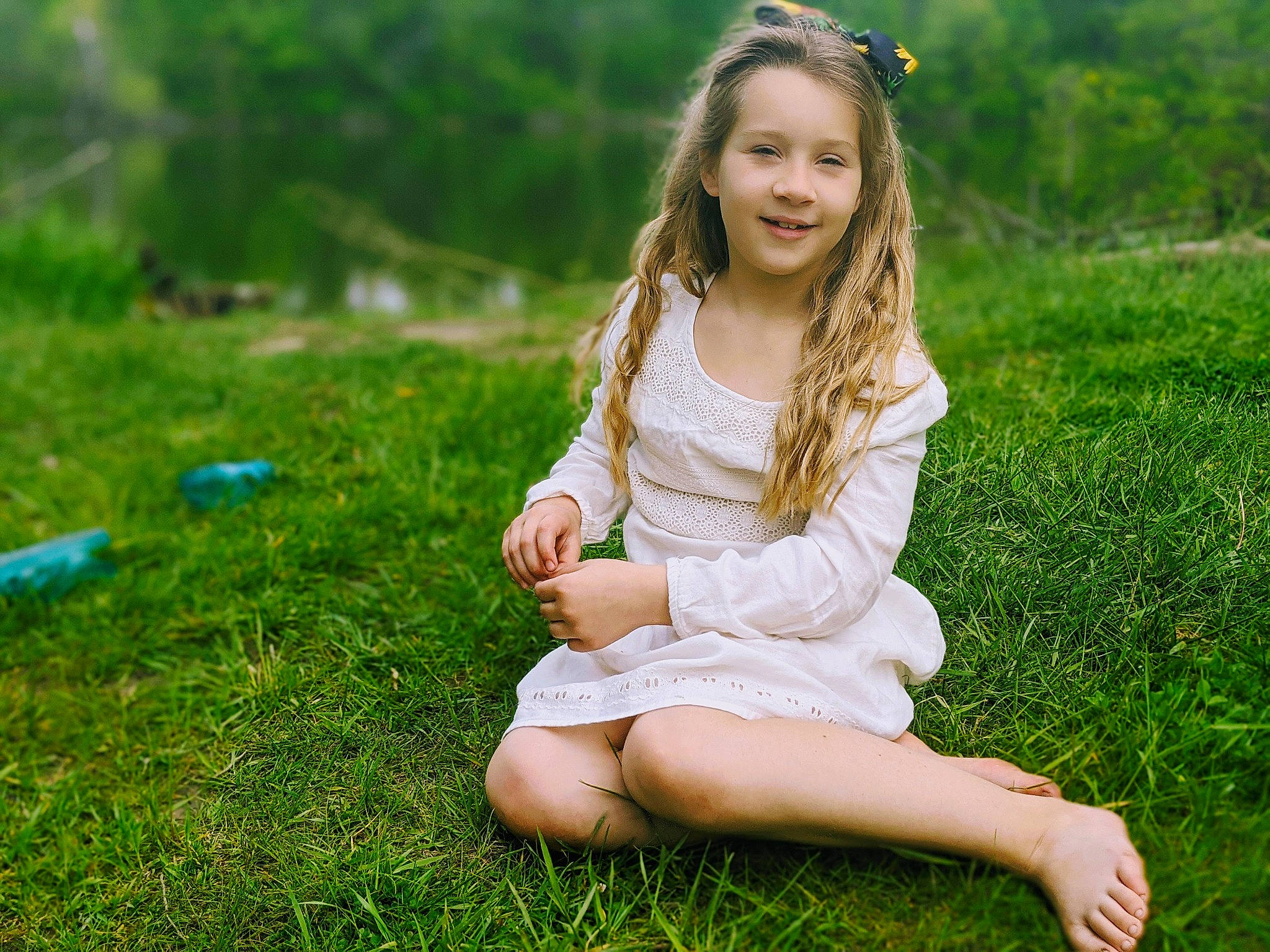 Adalee joined the competition — help win amazing prizes! day_dress, dress, face, facial_expression, flash_photography, fun, grass, grassland, green, hair, hairstyle, happy, joy, lawn, long_hair, meadow, people_in_nature, person, plant, skin