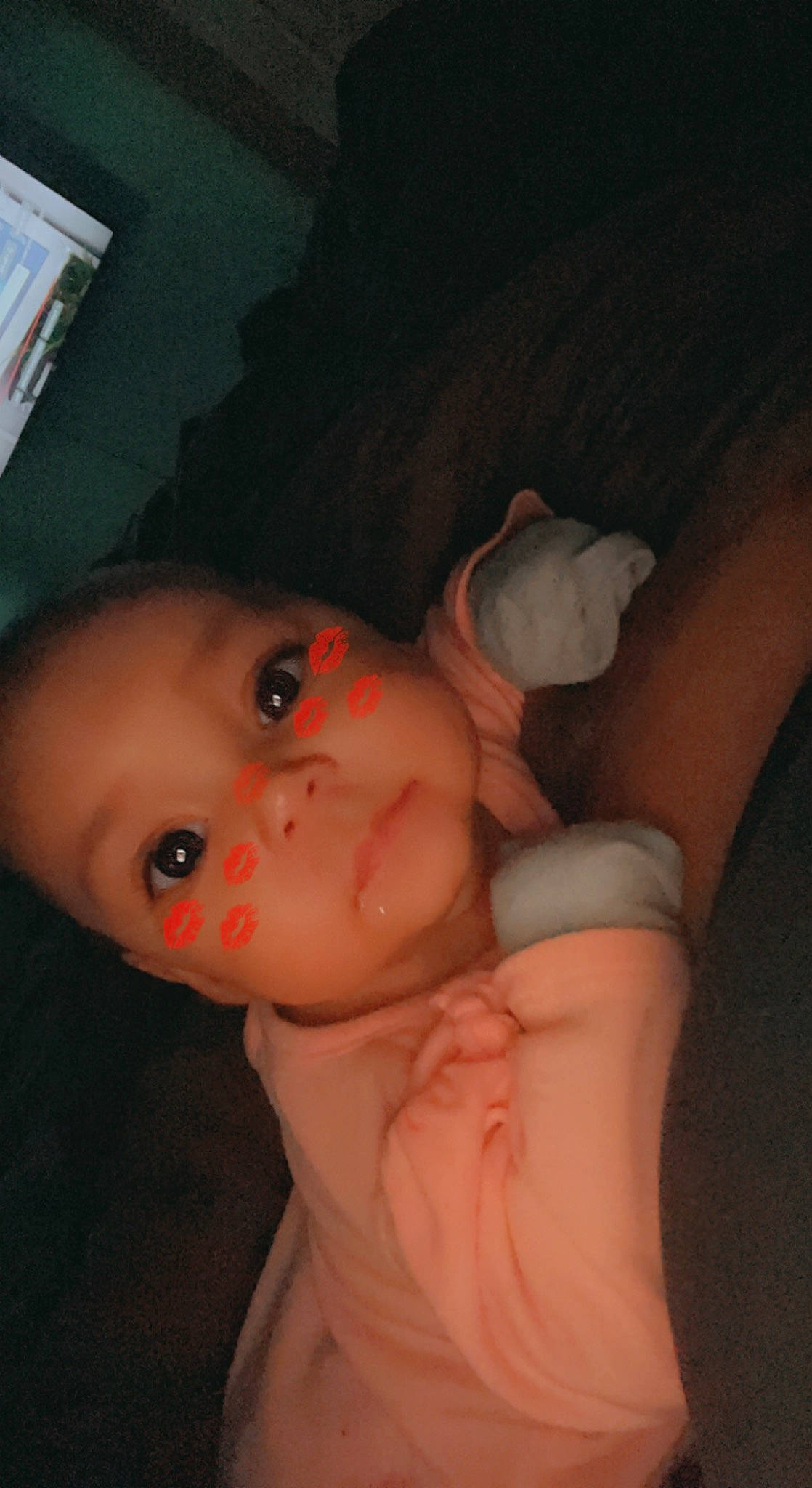 Arianna is registered to the contest to win money with this photo: black_hair, cheek, chest, child, doll, ear, eyebrow, eyelash, flash_photography, forehead, human_body, iris, jaw, lip, mouth, nose, person, room, skin, toddler