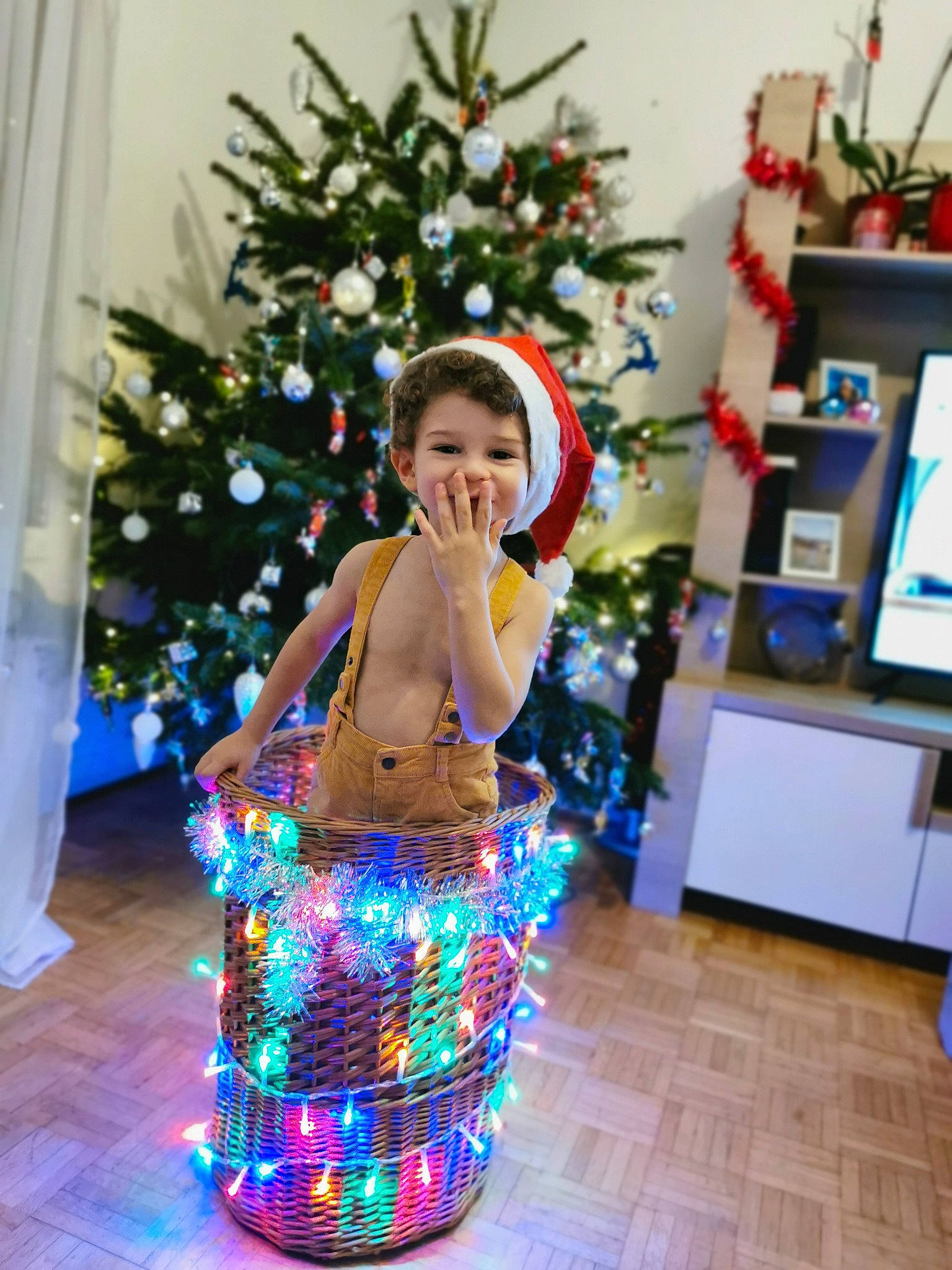 Nathaniel participe au concours pour gagner de l'argent avec cette photo : christmas, christmas_decoration, christmas_eve, christmas_lights, christmas_ornament, christmas_tree, conifer, curtain, display_device, event, holiday, holiday_ornament, interior_design, ornament, person, pine_family, television, tradition, window_treatment, wood_flooring