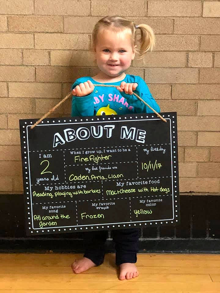 Layla joined the competition — help win amazing prizes! blackboard, chalk, child, joy, person, smile