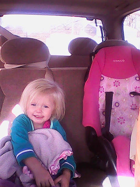 Kyndall joined the competition — help win amazing prizes! auto_part, automotive_design, automotive_exterior, baby_toddler_clothing, car, car_seat, car_seat_cover, comfort, head_restraint, joy, magenta, motor_vehicle, person, pink, skin, smile, steering_wheel, toddler, vehicle, vehicle_door