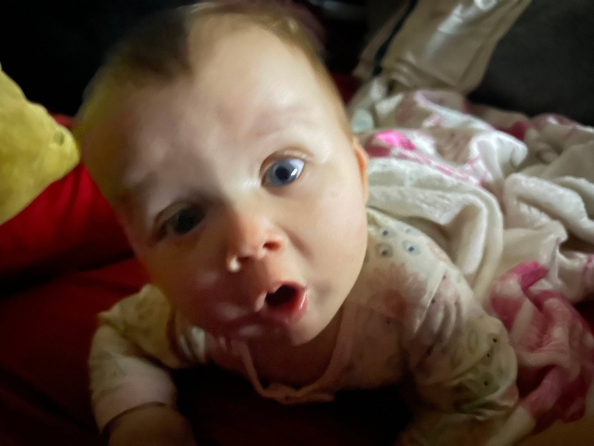 Adaline is registered to the contest to win money with this photo: baby, baby_toddler_clothing, cheek, child, chin, comfort, ear, eye, eyebrow, eyelash, fun, hair, happy, head, iris, lip, mouth, nose, person, skin