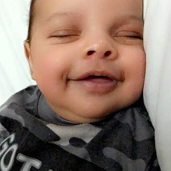 King joined the competition — help win amazing prizes! baby, baby_making_funny_faces, baby_toddler_clothing, cheek, ear, eyebrow, eyelash, facial_expression, gesture, happy, jaw, joy, lip, mouth, neck, nose, person, sleeve, smile, toddler