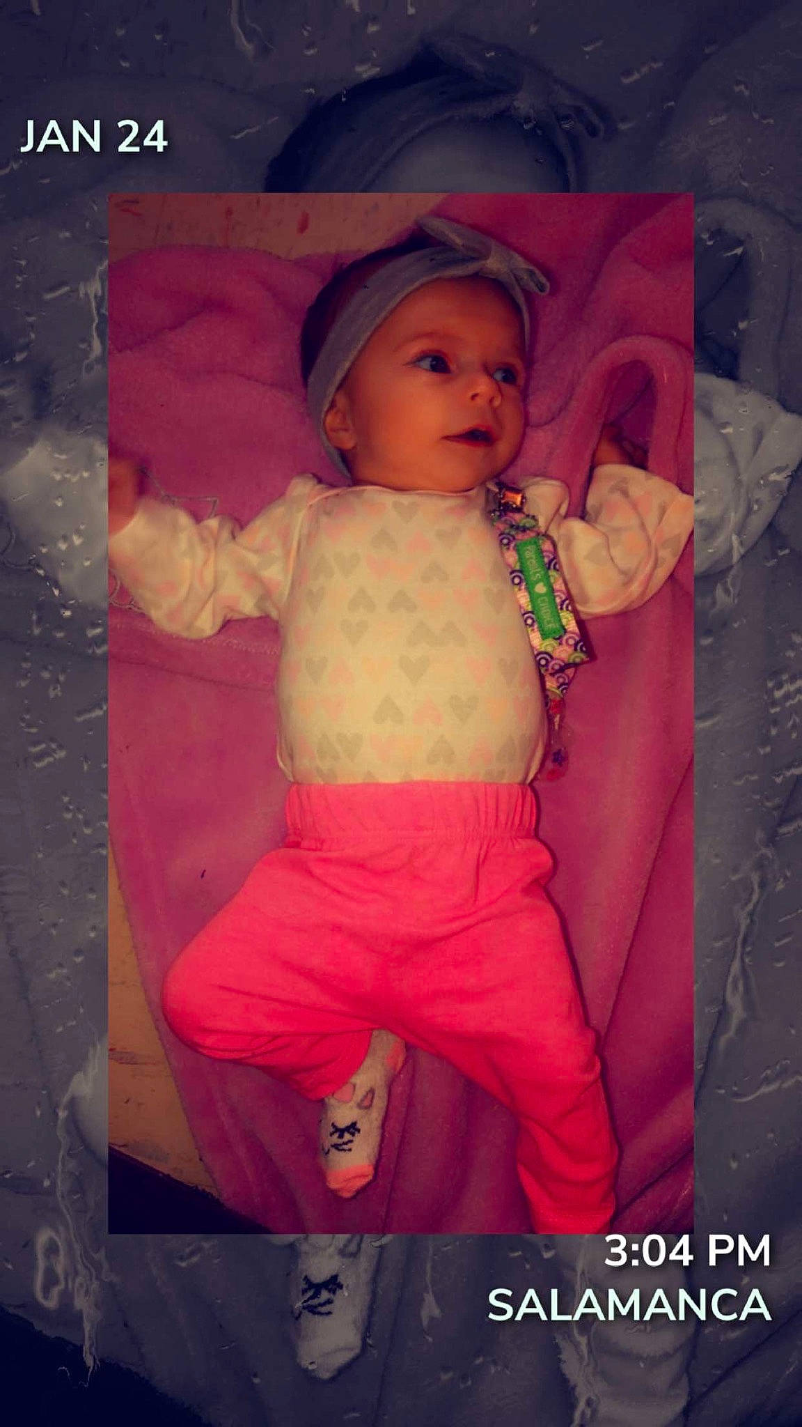 Aryah is registered to the contest to win money with this photo: baby, baby_products, baby_toddler_clothing, cheek, child, person, photo_caption, pink, product, smile, toddler