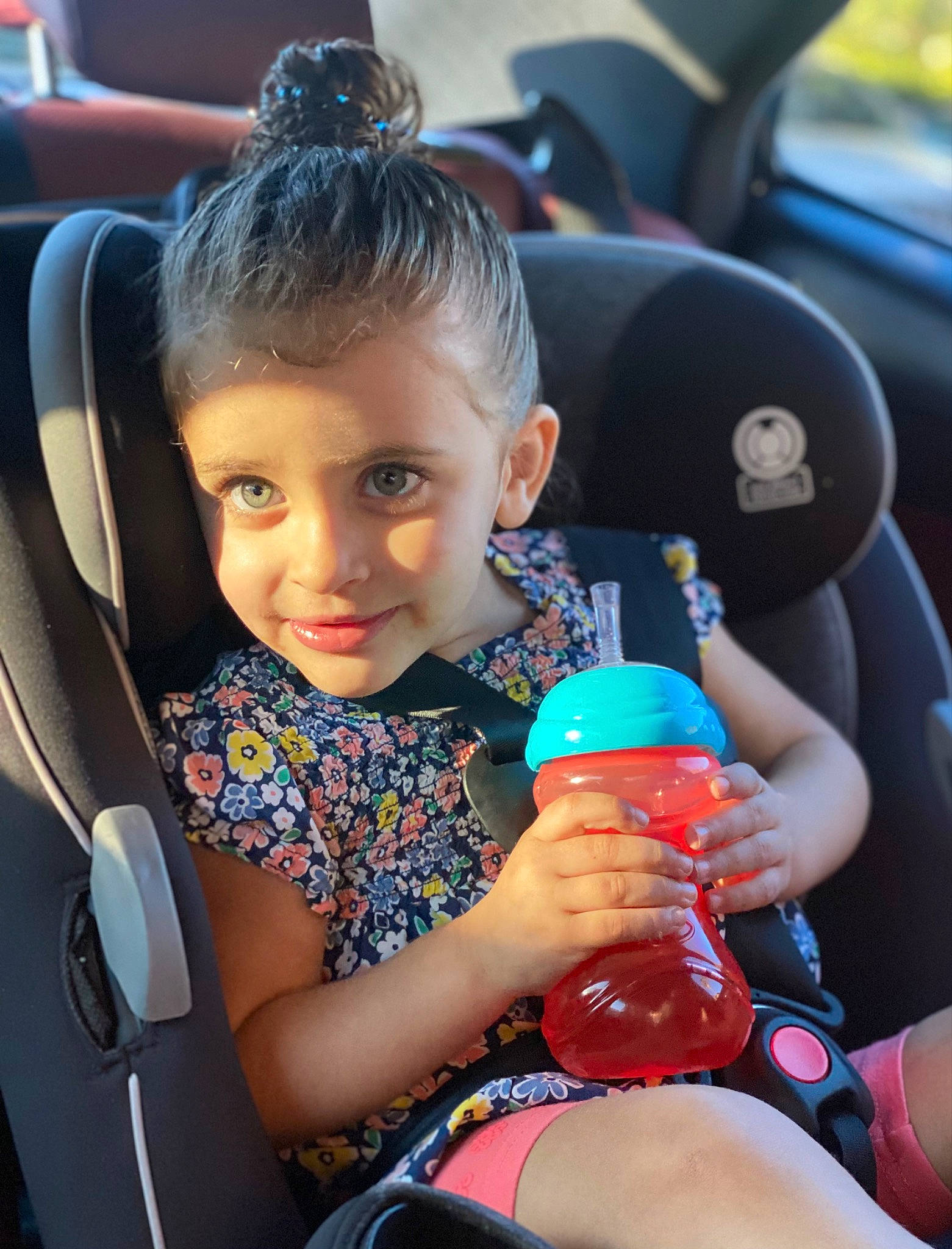 Jaslyn is registered to the contest to win money with this photo: automotive_design, automotive_exterior, blue, car, car_seat, car_seat_cover, fun, head, joy, light, motor_vehicle, people, person, photograph, plastic_bottle, product, skin, steering_part, steering_wheel, summer