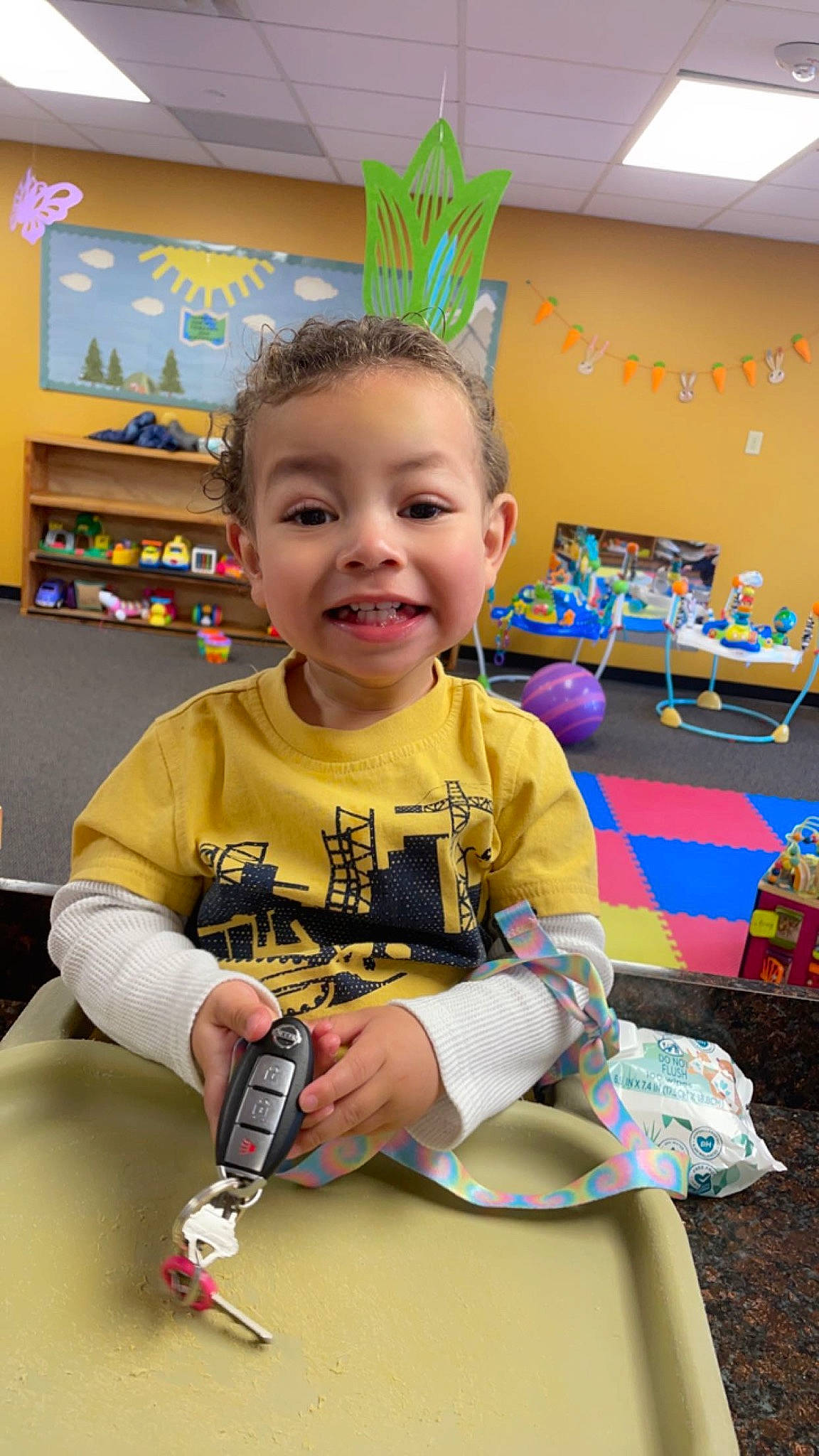 Cole joined the competition — help win amazing prizes! baby, chair, child, desk, engineering, event, fun, happy, joy, kindergarten, leisure, machine, mobile_phone, person, play, room, sitting, smile, t_shirt, table