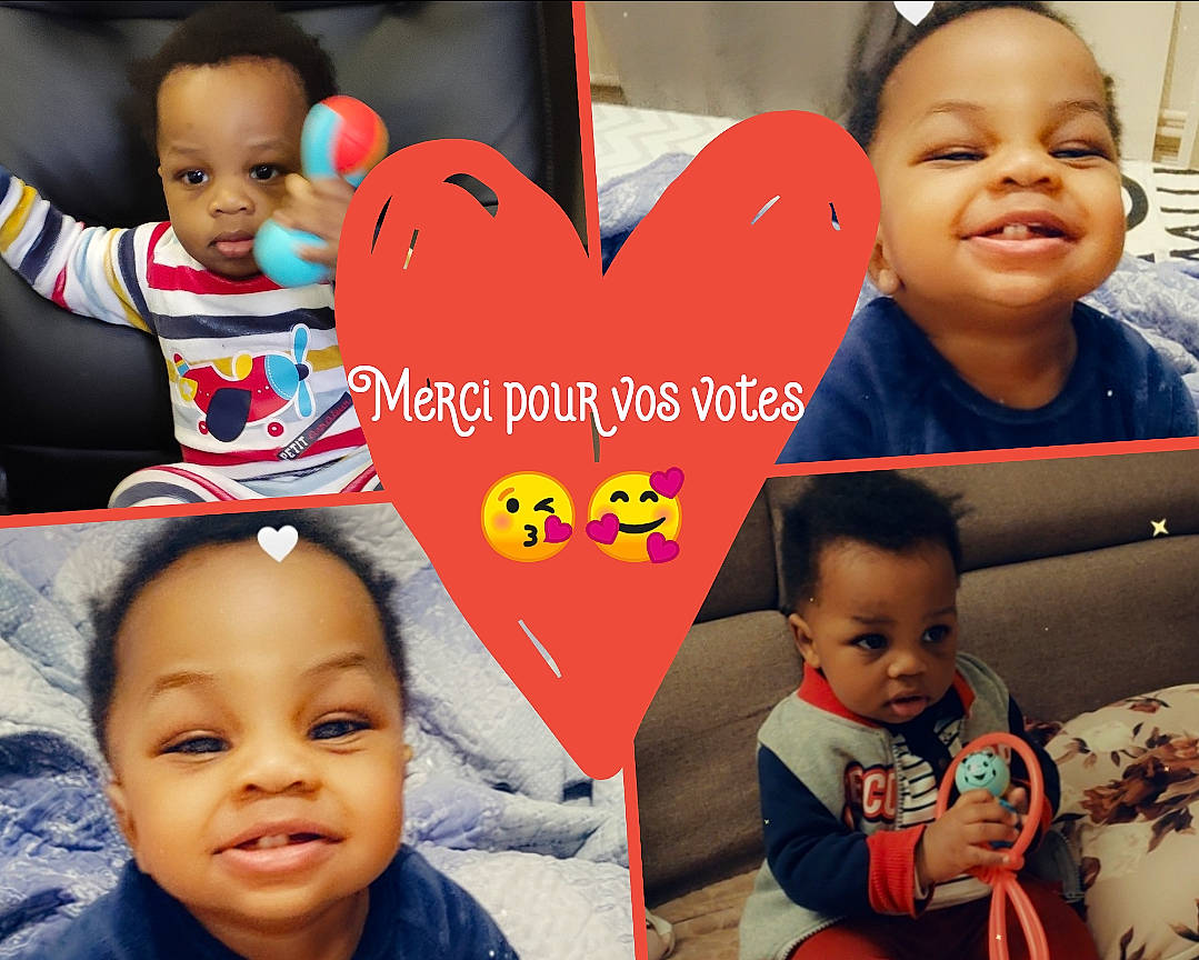 Gabriel a rejoint le concours — aidez-le/la à gagner de superbes lots ! baby, baby_toddler_clothing, cheek, face, facial_expression, gesture, hairstyle, happy, head, human, interaction, joy, mouth, nose, organ, person, photograph, product, sharing, skin