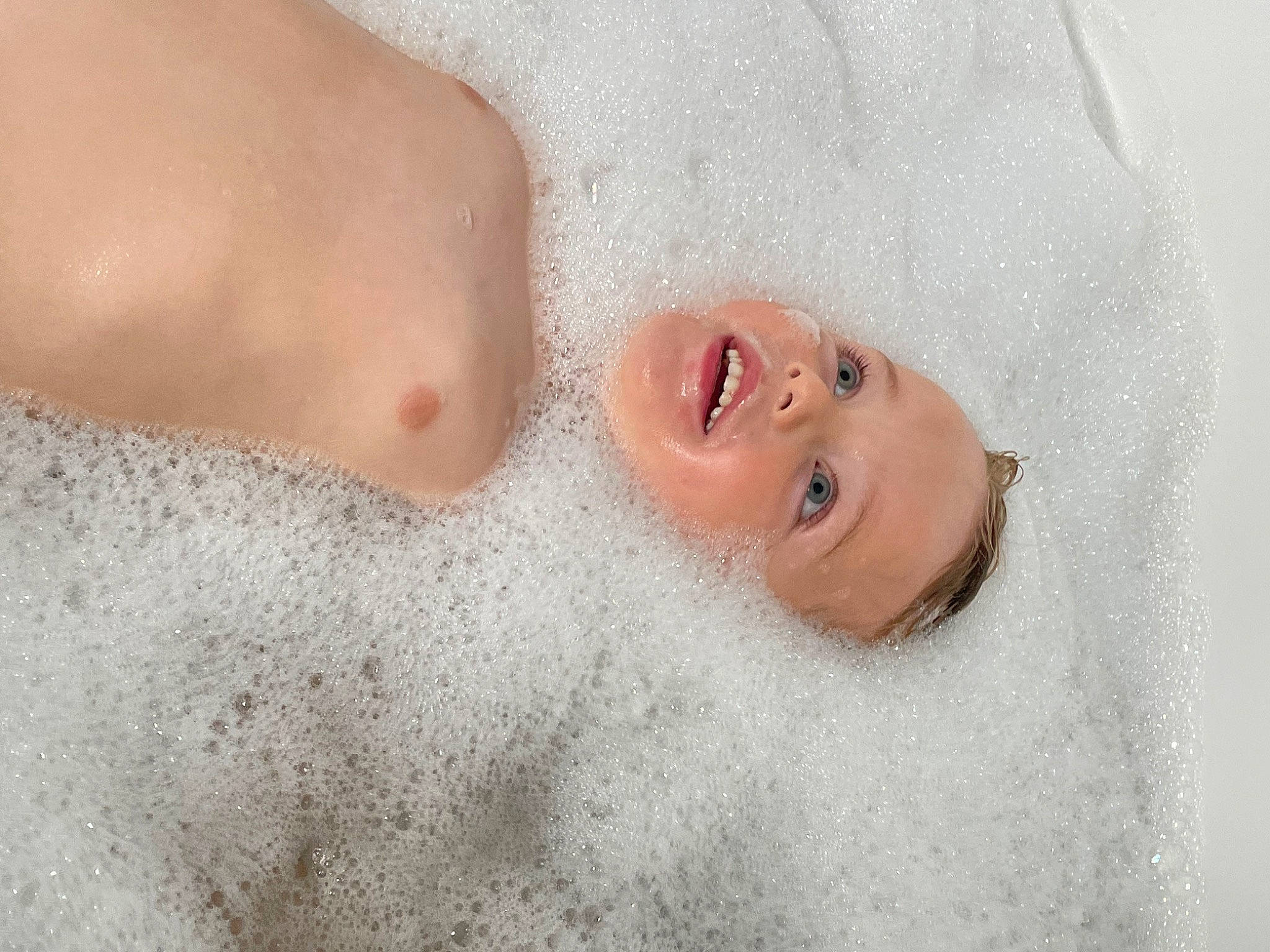 Oliver joined the competition — help win amazing prizes! abdomen, baby, barechested, bathing, bathtub, chest, child, comfort, flesh, foam, fun, fur, head, jaw, lip, navel, person, smile, swimwear, toddler