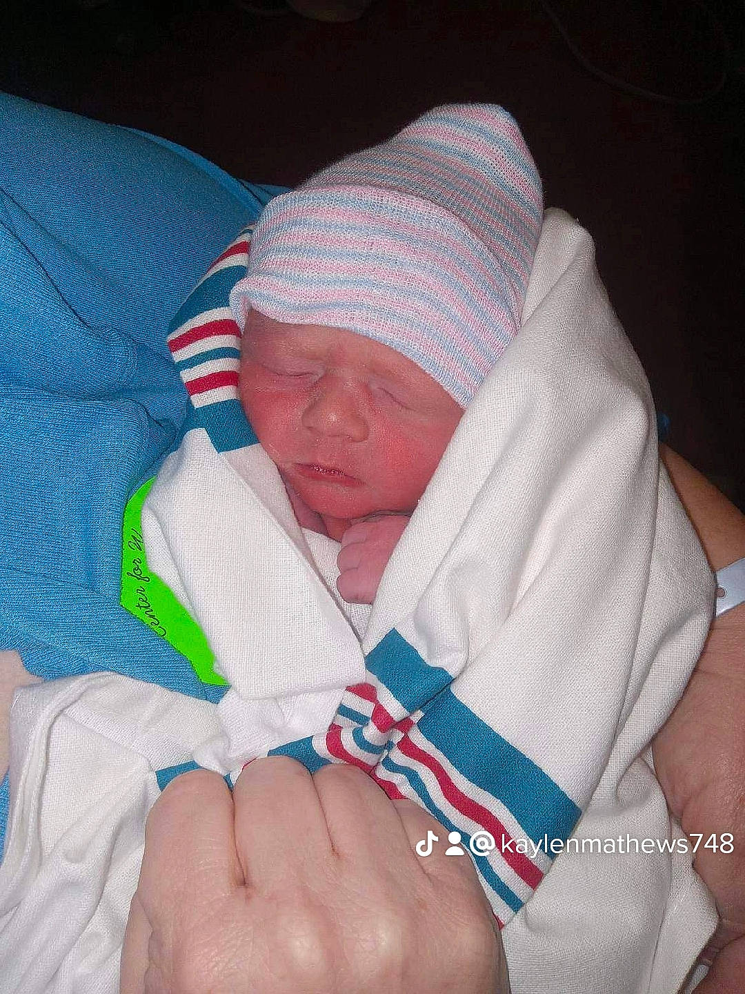 Garrett joined the competition — help win amazing prizes! baby, baby_sleeping, barefoot, cap, cheek, child, comfort, electric_blue, finger, foot, gesture, hat, headwear, linens, mouth, nail, nose, person, skin, sleeve