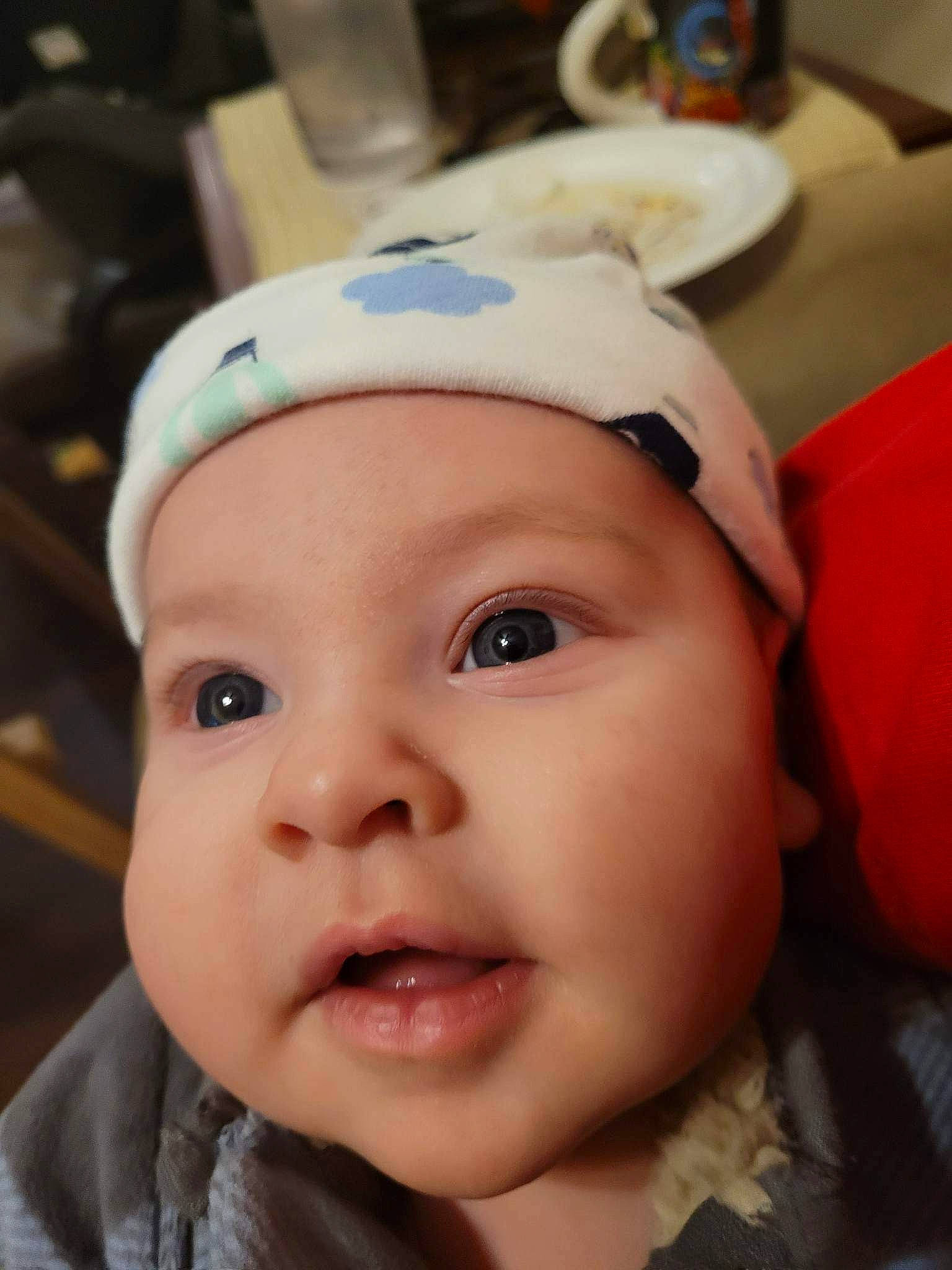 Noah joined the competition — help win amazing prizes! baby, cap, cheek, child, ear, eyebrow, eyelash, fashion_accessory, forehead, fun, hair_accessory, happy, headpiece, headwear, helmet, jaw, lip, nose, person, skin