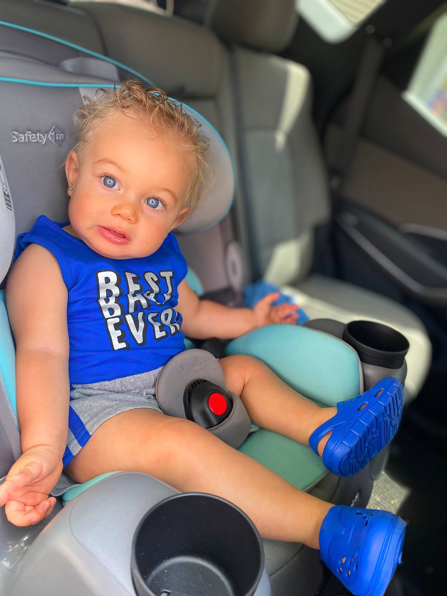 Amiris joined the competition — help win amazing prizes! baby, baby_toddler_clothing, blue, child, comfort, electric_blue, finger, fun, head_restraint, human_leg, joint, knee, leg, leisure, person, product, shorts, sitting, skin, thigh