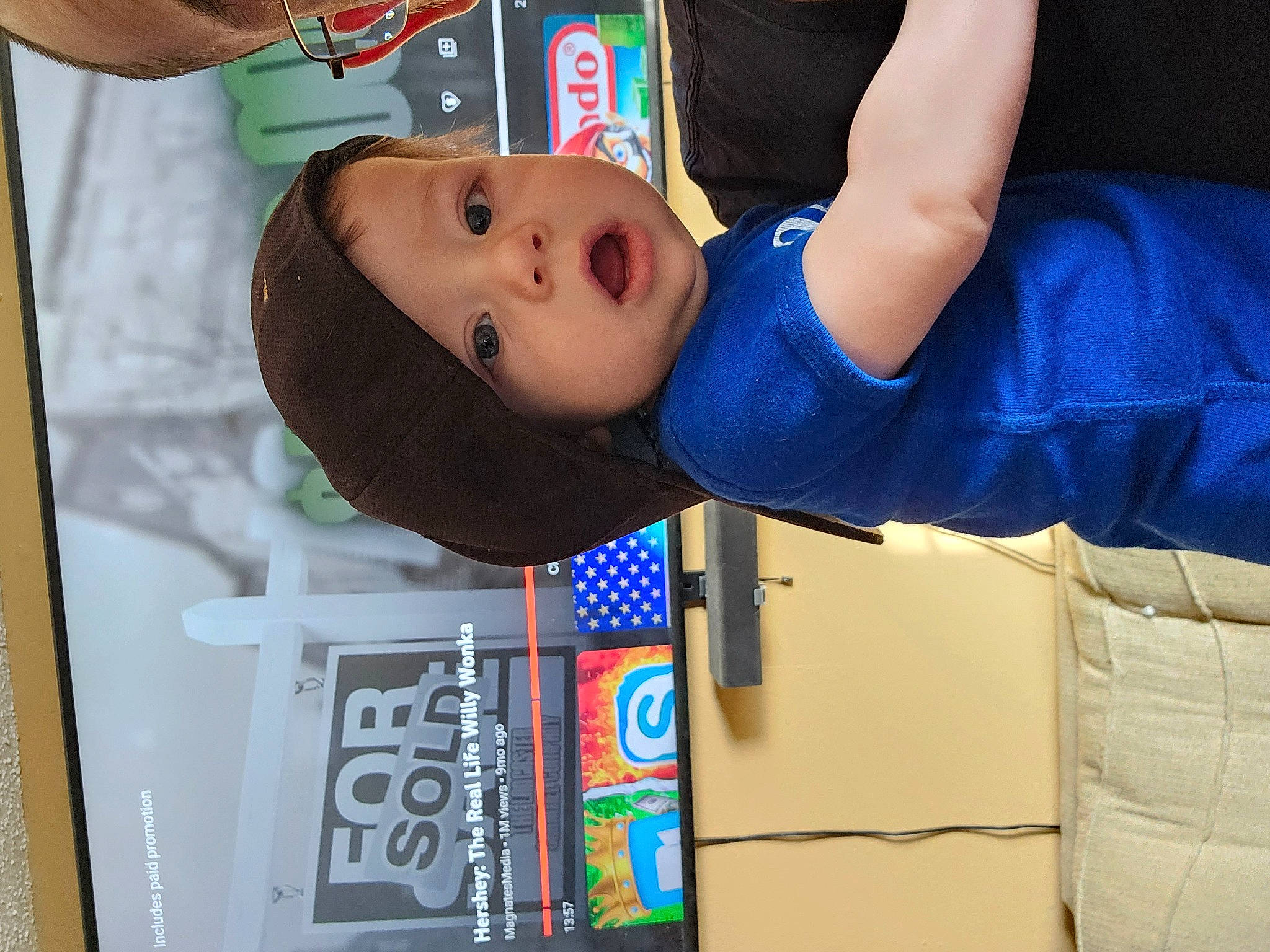 Colt is registered to the contest to win money with this photo: baby, baby_products, baby_toddler_clothing, chest, child, elbow, electric_blue, fun, hat, headwear, person, sportswear, surprise, toddler, water