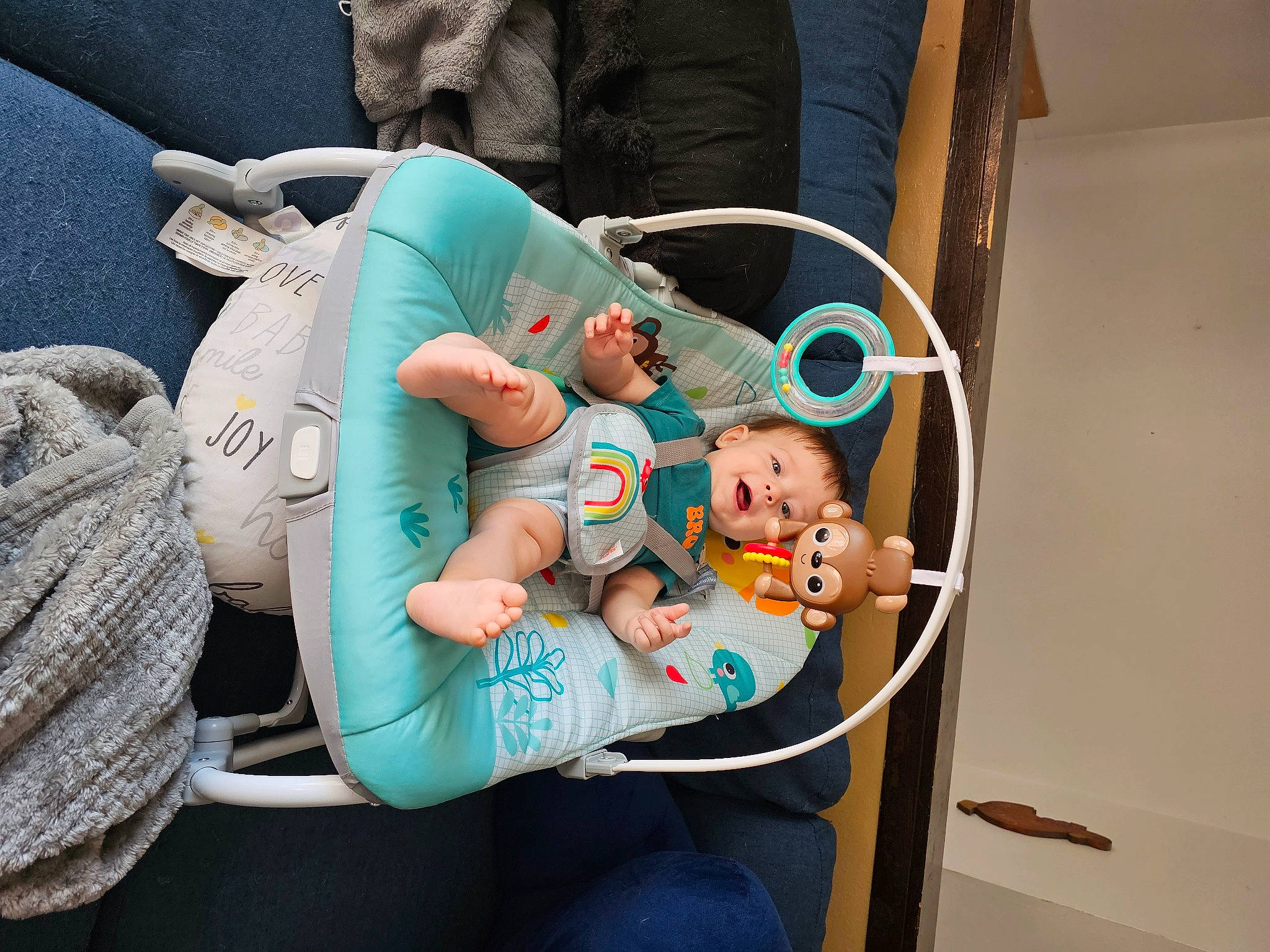 Colt is registered to the contest to win money with this photo: baby, baby_carriage, baby_products, baby_toddler_clothing, baby_toys, child, comfort, health_care, lap, person, room, sitting, toddler
