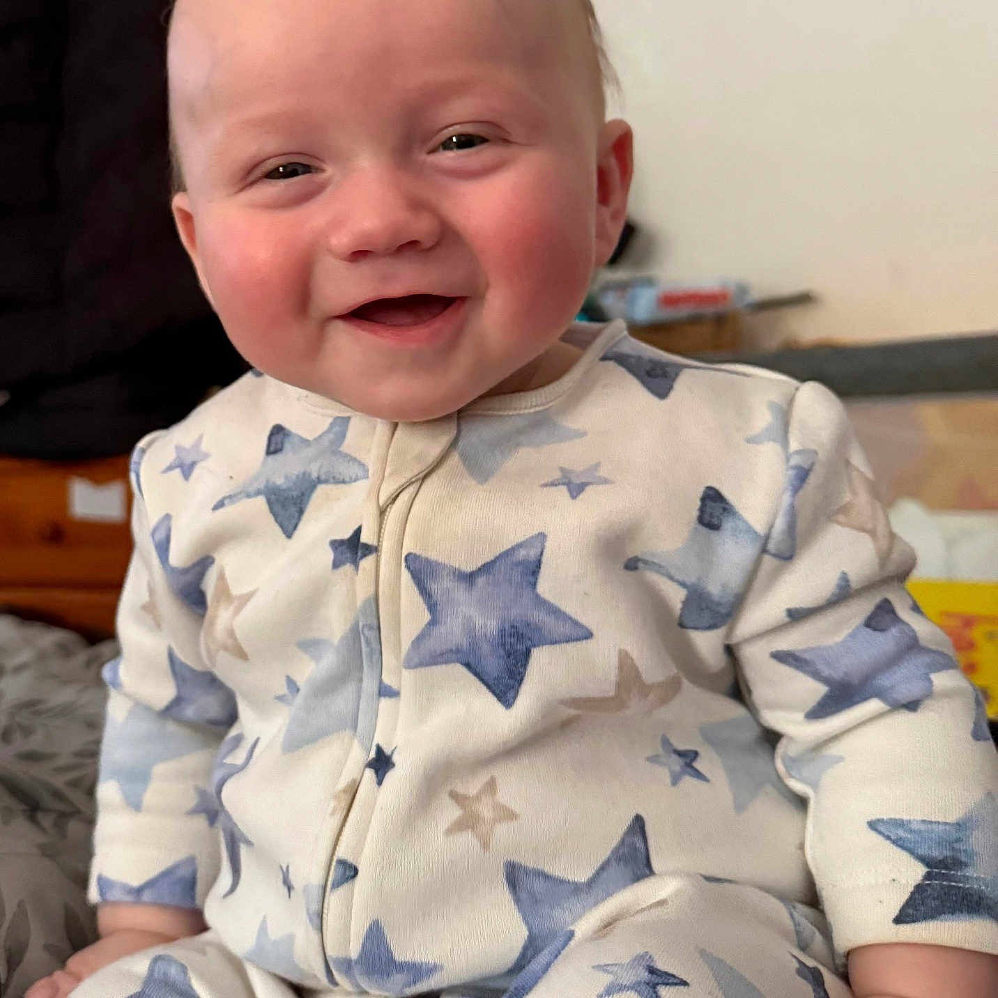Jaxon joined the competition — help win amazing prizes! baby, babylaughing, clothing, crying, face, happy, head, laughing, pajamas, person, photography, portrait, sad, smile