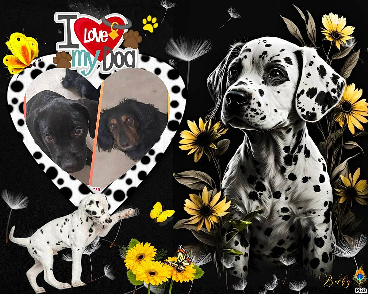 Batman participe au concours pour gagner de l'argent avec cette photo : art, canidae, carnivore, companion_dog, dalmatian, dog, dog_breed, dog_supply, font, graphics, grass, illustration, organism, painting, pattern, plant, snout, sporting_group, terrestrial_animal, working_animal