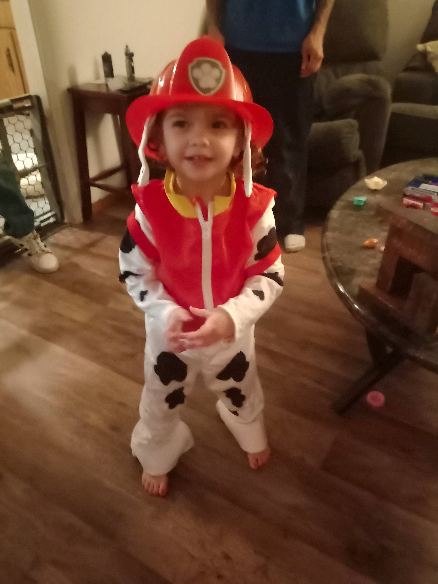 Elena is registered to the contest to win money with this photo: baby, baby_toddler_clothing, carmine, child, christmas, event, floor, flooring, fun, fur, happy, hardwood, headwear, holiday, joy, laminate_flooring, person, personal_protective_equipment, picture_frame, smile