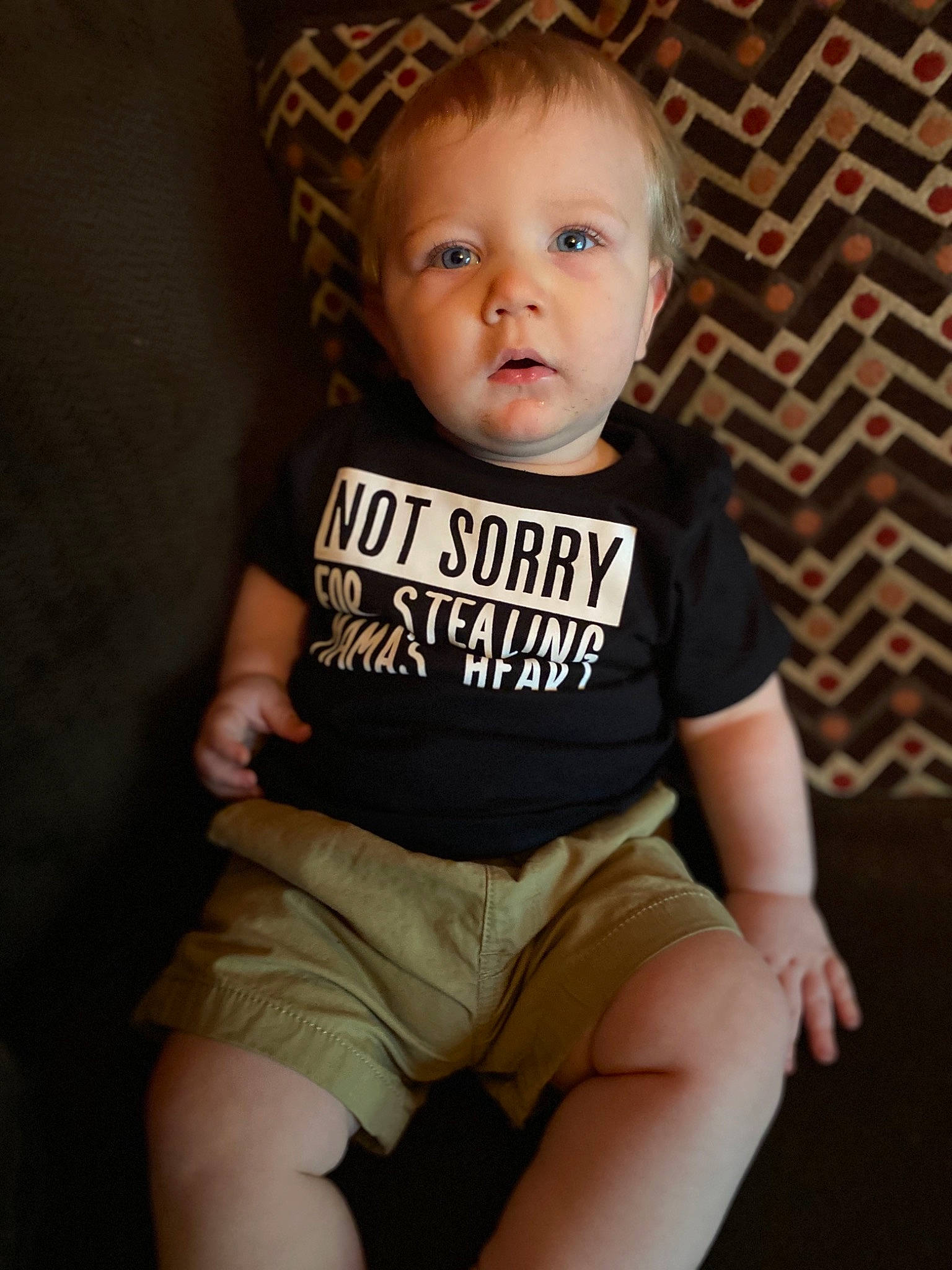 Asher joined the competition — help win amazing prizes! baby, baby_products, baby_toddler_clothing, cheek, child, eye, face, family, fun, head, leg, person, product, sitting, skin, sleeve, t_shirt, toddler