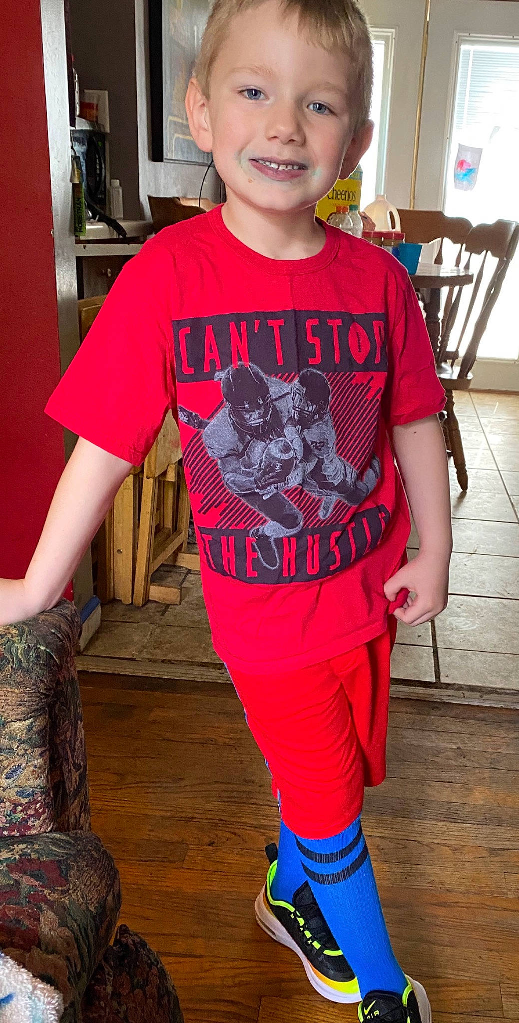 Hayden joined the competition — help win amazing prizes! child, clothing, cool, fictional_character, footwear, joy, magenta, person, pink, red, sleeve, t_shirt, toddler