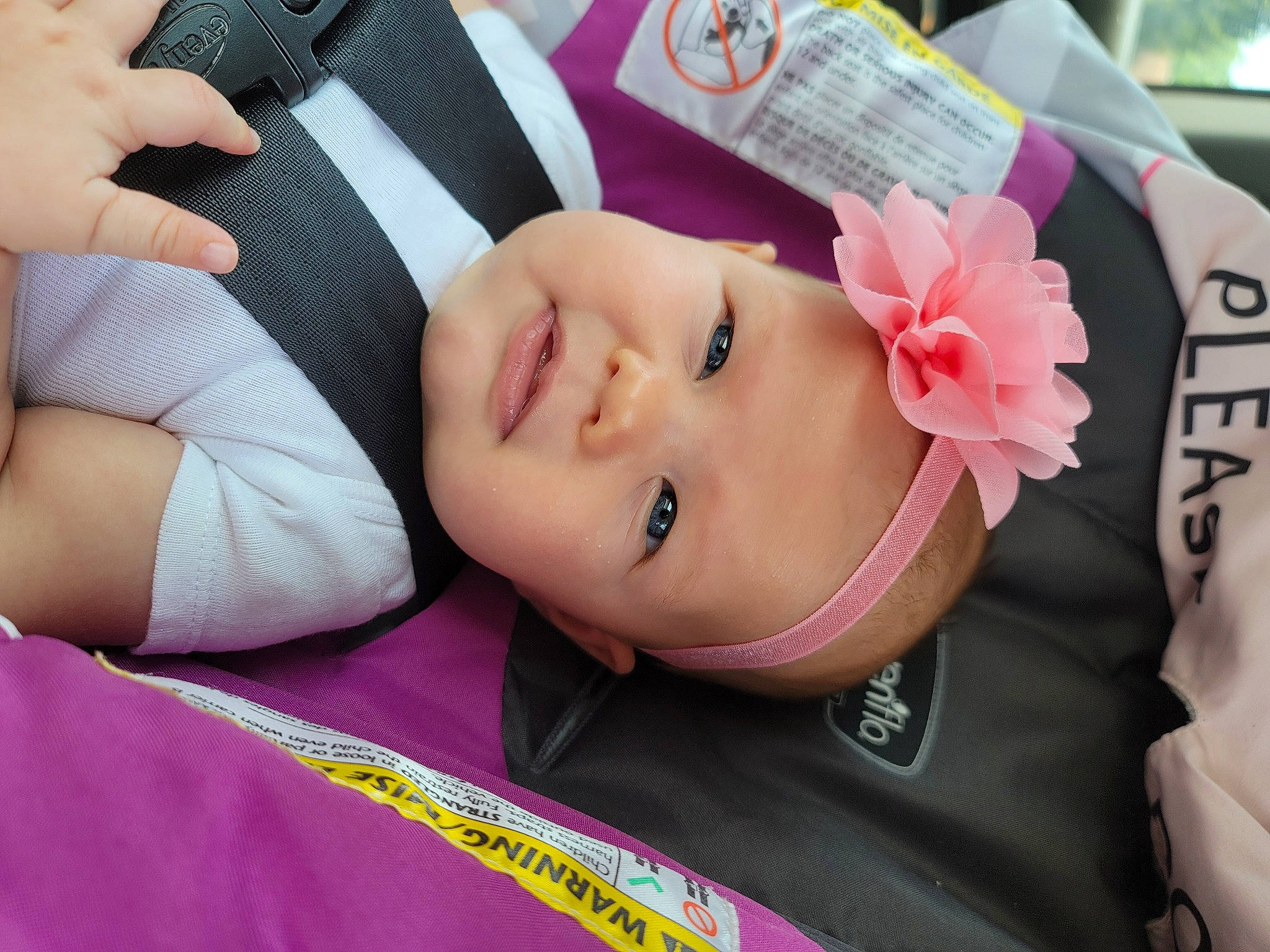 Avyanna joined the competition — help win amazing prizes! baby, baby_toddler_clothing, cheek, child, eyelash, facial_expression, fashion_accessory, finger, hair_accessory, happy, headwear, lip, magenta, nail, pattern, person, pink, rose, skin, sleeve