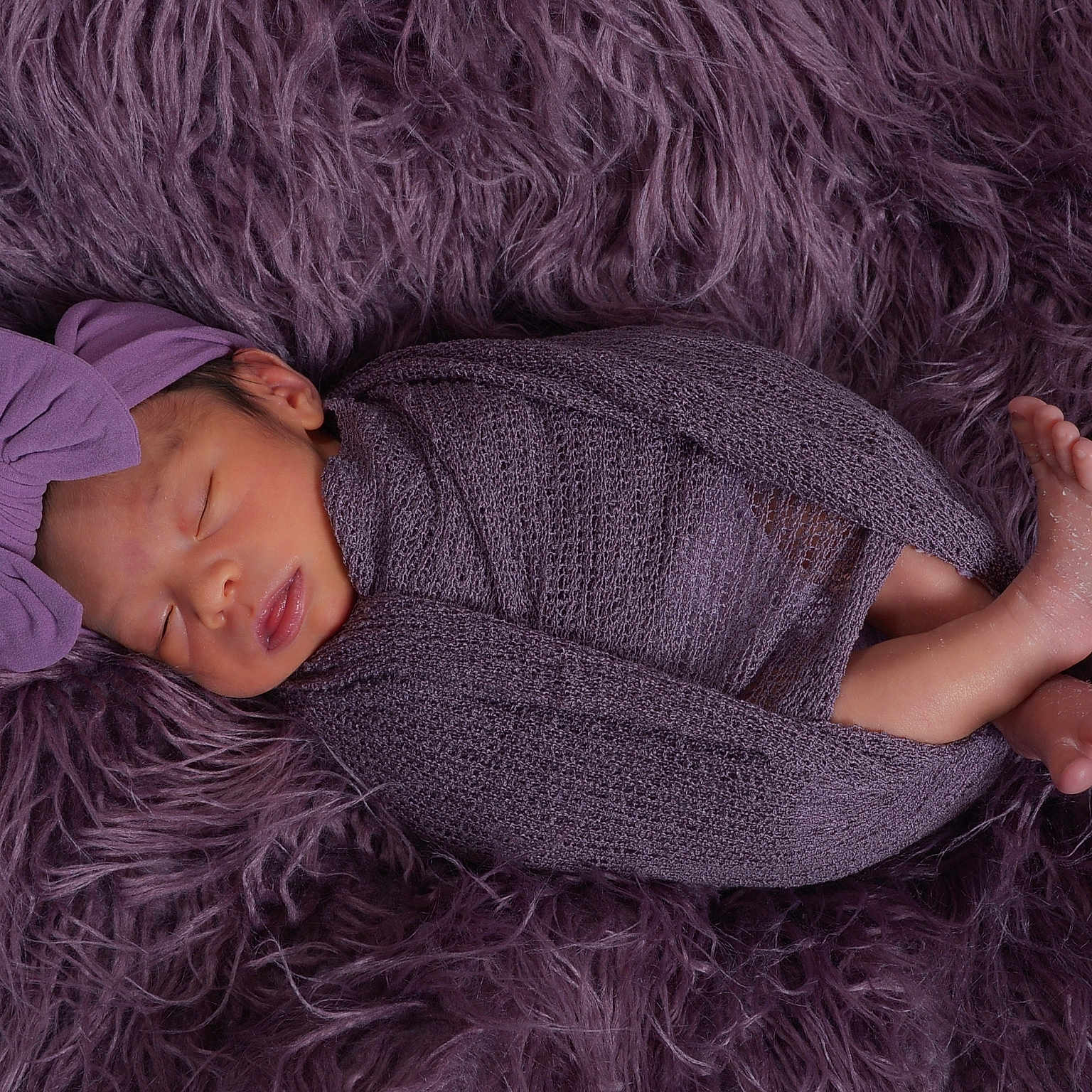 Sofia joined the competition — help win amazing prizes! baby, blanket, bow, closeup, cozy, cute, feet, fluffy, headband, infant, newborn, peaceful, portrait, purple, resting, sleeping, soft, studio, texture, wrapped