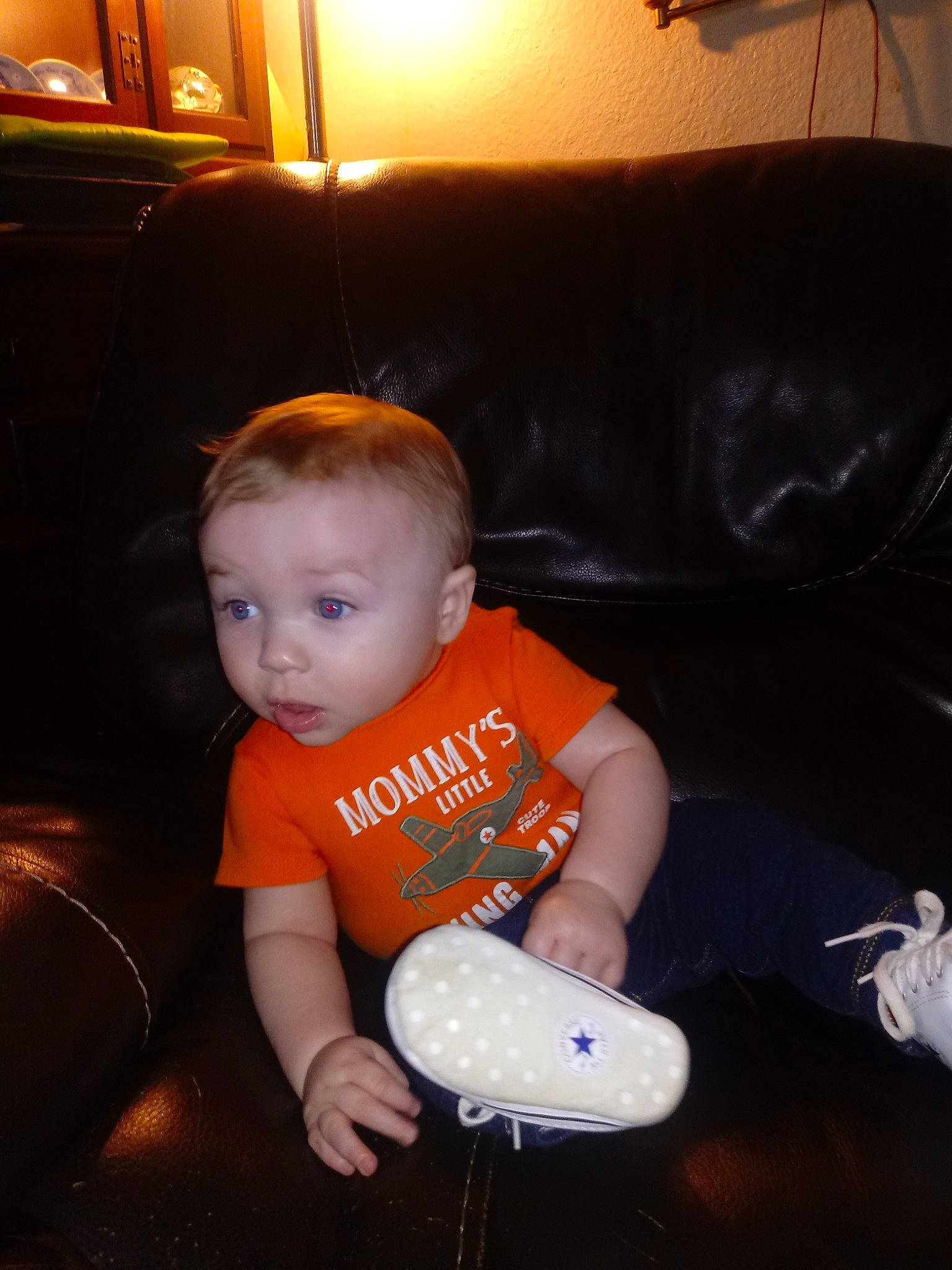 Kaleb joined the competition — help win amazing prizes! baby, child, ear, fun, mouth, person, sitting, toddler