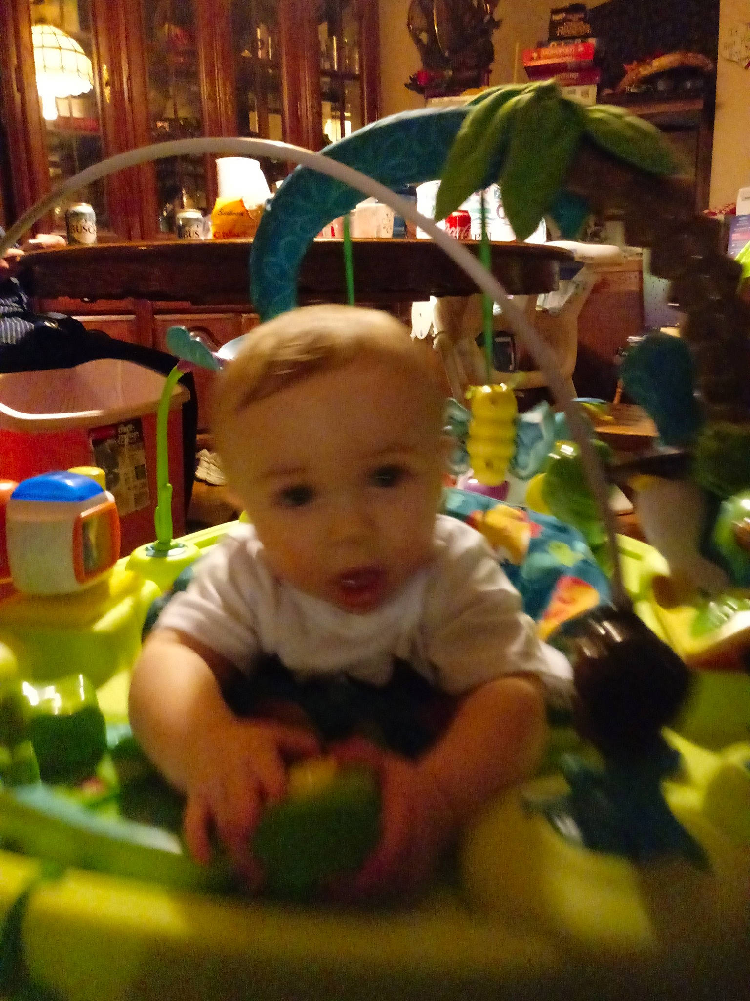 Kaleb is registered to the contest to win money with this photo: baby, baby_products, baby_toys, child, fun, green, person, play, product, sitting, skin, smile, toddler, toy