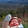 Atlas joined the competition — help win amazing prizes! newborn, baby, infant, sleeping, smiling, outdoor, mountains, landscape, nature, scenery, portrait, hat, mittens, blanket, swaddled, clothing, sunlight, hiking, travel, forest