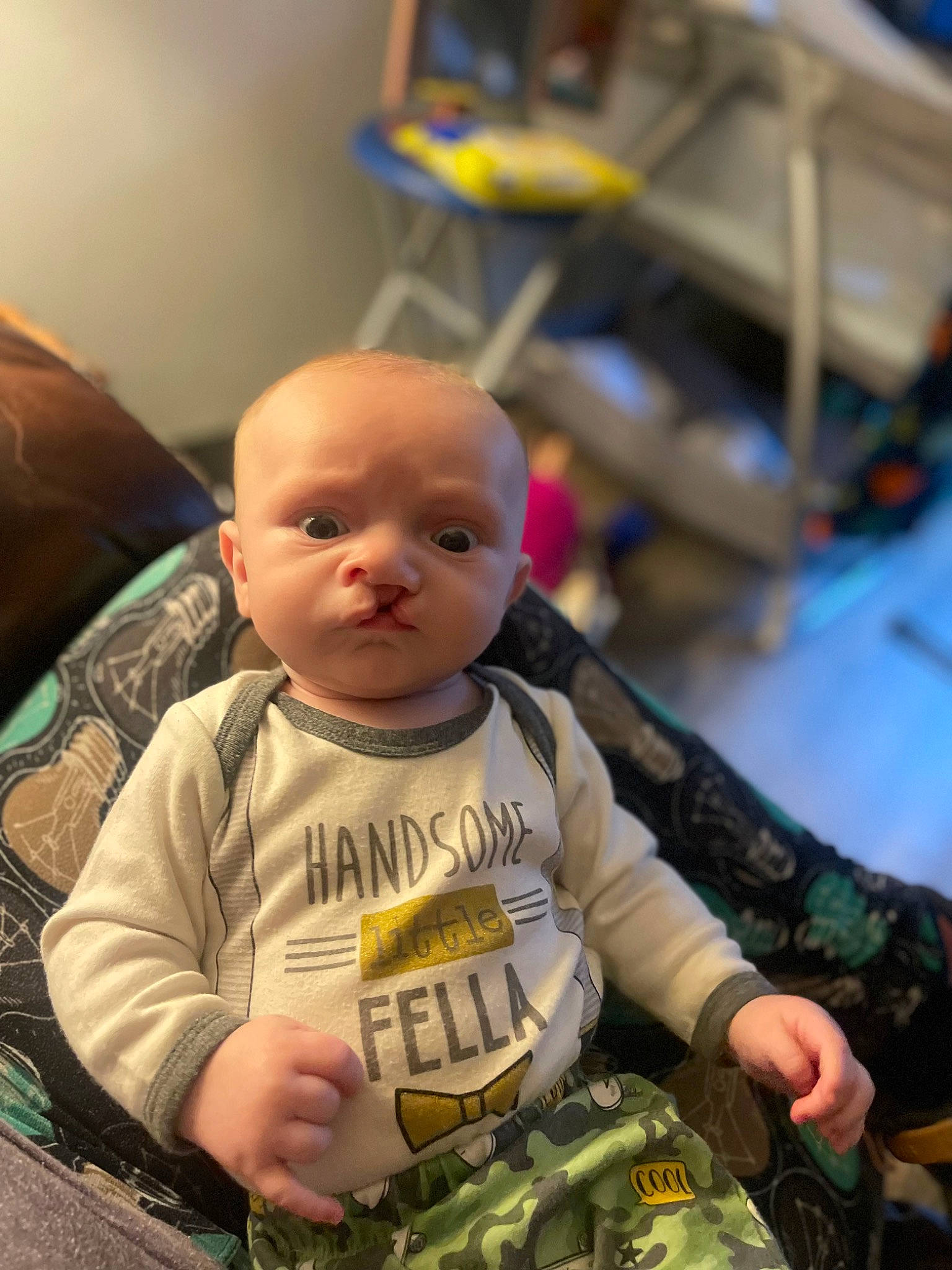 Andrew joined the competition — help win amazing prizes! baby, baby_toddler_clothing, camouflage, cheek, child, comfort, face, fun, head, marines, military_camouflage, military_organization, military_person, military_uniform, person, sitting, skin, sleeve, soldier, t_shirt