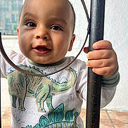 Frankie joined the competition — help win amazing prizes! baby, babylaughing, bodypart, clothing, face, finger, hand, handrail, happy, head, longsleeve, mouth, pants, pattern, person, photography, portrait, sleeve, smile, t_shirt