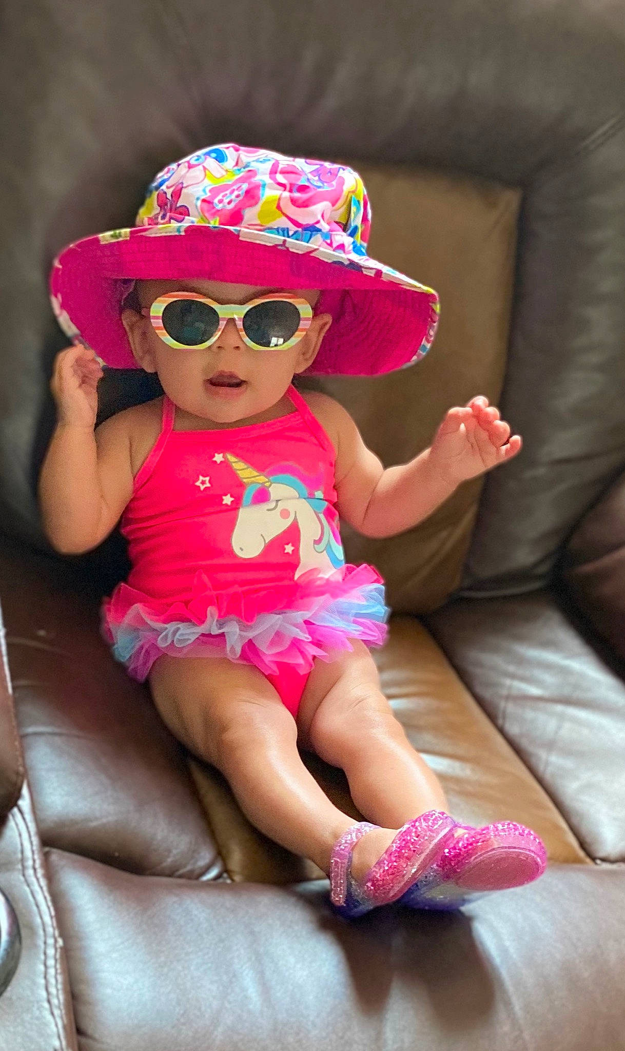 Kenzleigh joined the competition — help win amazing prizes! child, child_model, clothing, cool, cowboy_hat, eyewear, fashion_accessory, fun, glasses, hat, headgear, headwear, magenta, person, pink, play, sun_hat, sunglasses, toddler, vacation