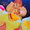 baby, blanket, pacifier, onesie, minnie_mouse, child, infant, cushion, seat, colorful, indoor, cozy, soft, sleepy, cute, child_clothing, pattern, toy, comfort, resting