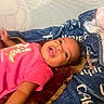 Iyana joined the competition — help win amazing prizes! baby, infant, child, smiling, happy, lying_down, portrait, face, pink_clothing, blue_blanket, brown_blanket, stuffed_animal, indoor, cozy, bed, textile, open_mouth, looking_at_camera, head, photograph