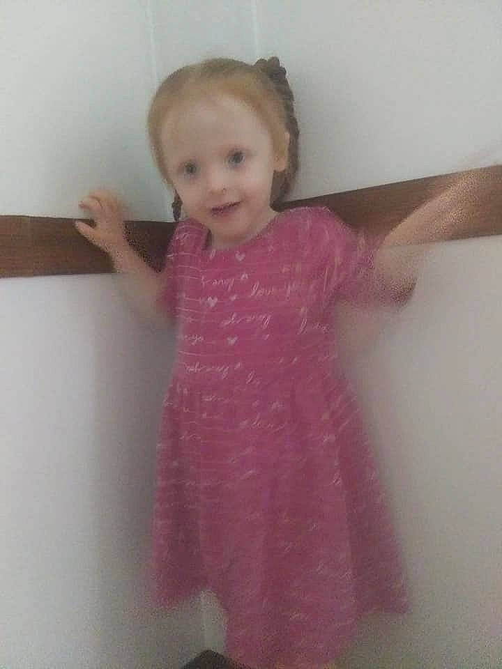 Kylie joined the competition — help win amazing prizes! baby, cheek, child, dress, joint, person, pink, shoulder, skin, standing, toddler