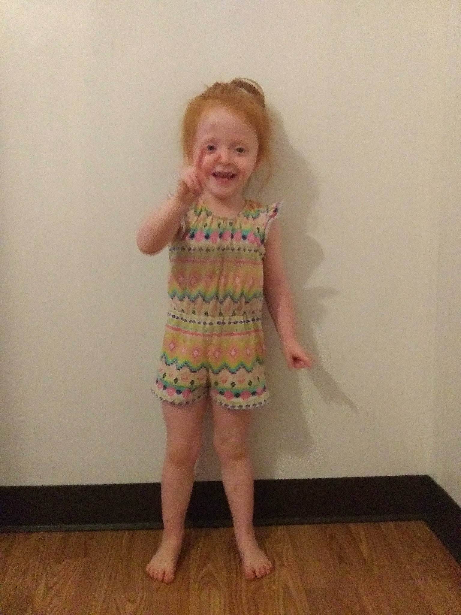 Kylie is registered to the contest to win money with this photo: barefoot, child, floor, flooring, human_leg, joint, joy, knee, leg, person, shoulder, sleeve, standing, toddler