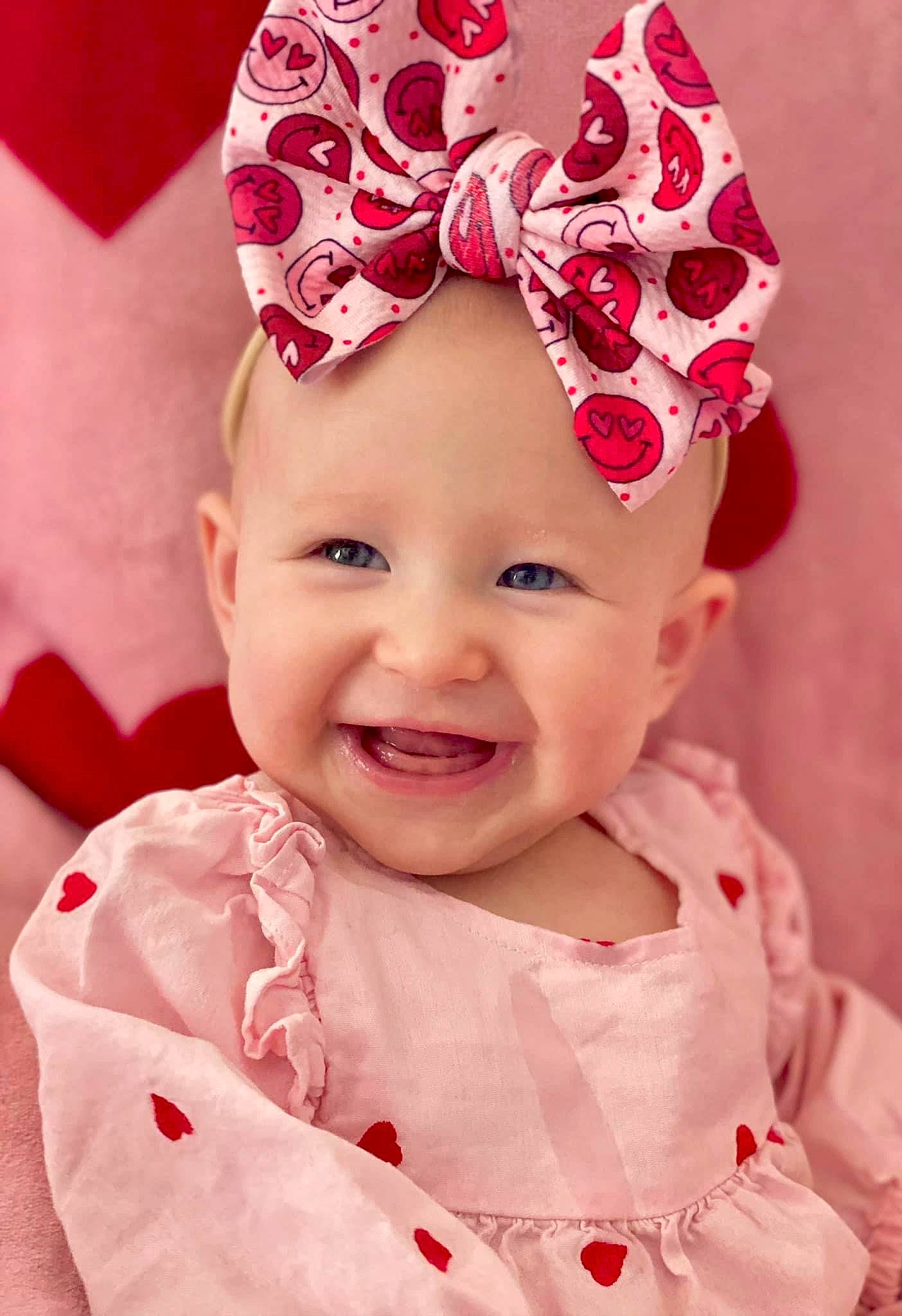 Haven is registered to the contest to win money with this photo: baby, baby_toddler_clothing, beauty, cap, child, chin, costume_hat, dress, embellishment, happy, head, headband, headpiece, headwear, joy, lip, magenta, person, pink, sleeve