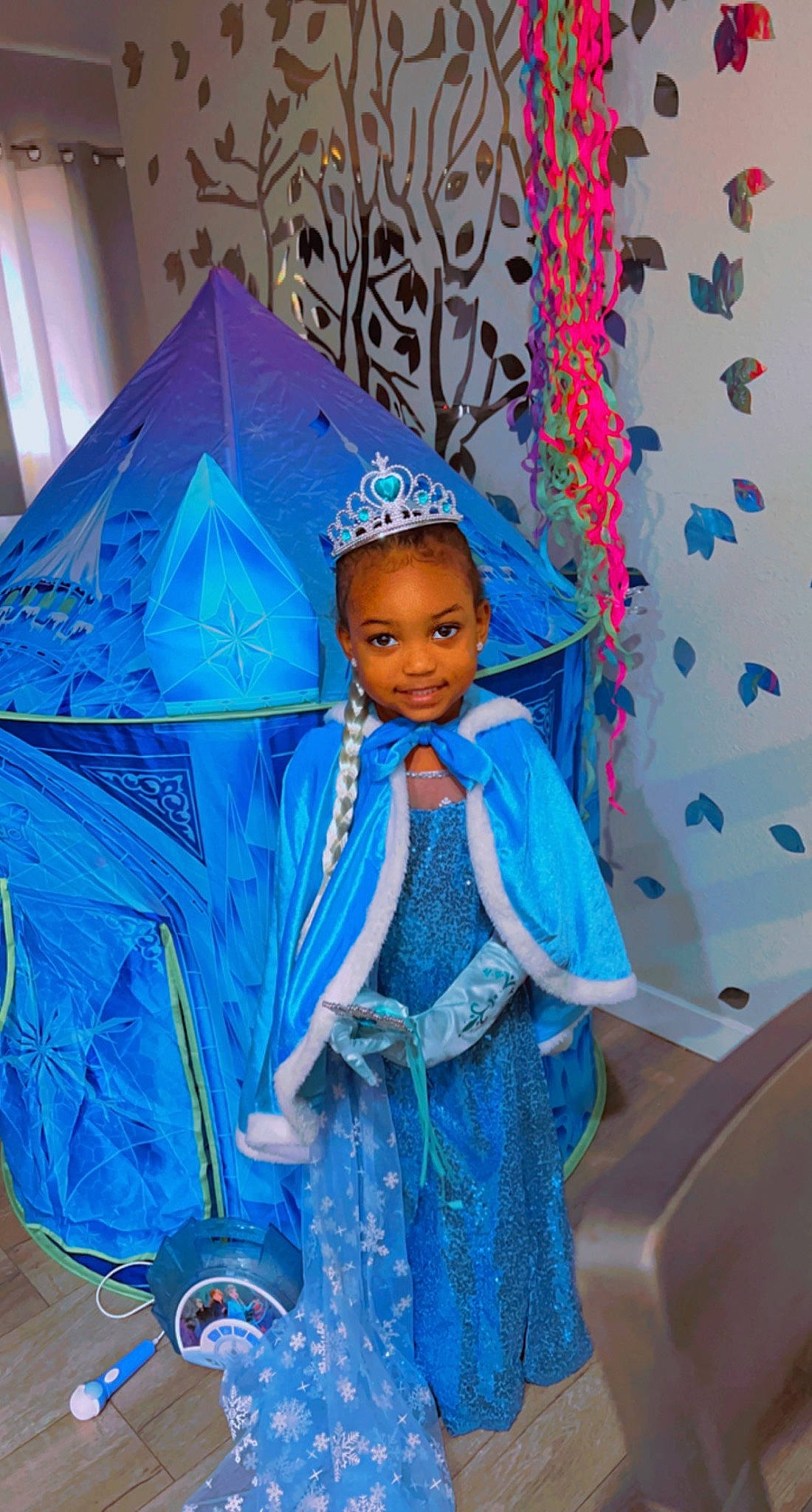 Jaliah joined the competition — help win amazing prizes! aqua, azure, child, costume, electric_blue, event, fashion_accessory, fashion_design, formal_wear, fun, happy, headgear, joy, magenta, outerwear, person, pink, purple, smile, textile