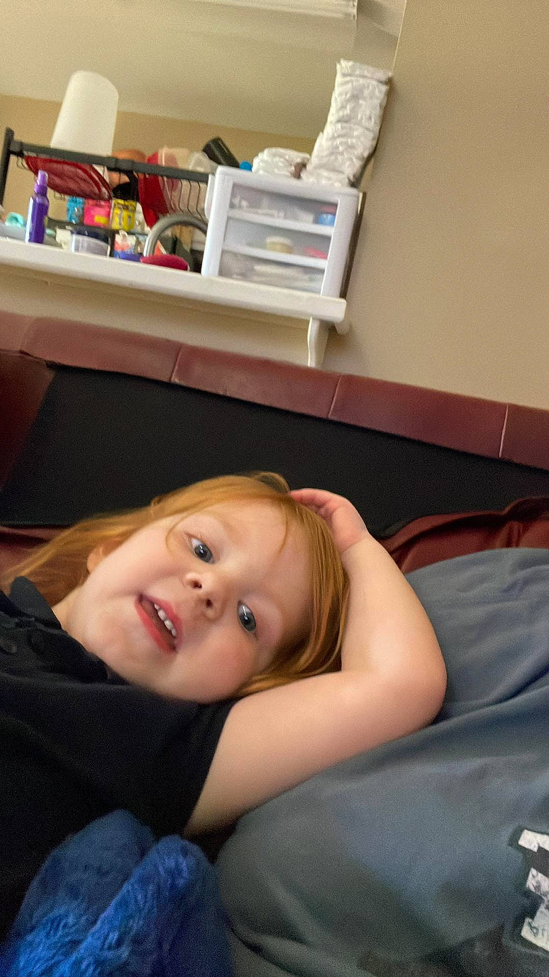 Charlotte joined the competition — help win amazing prizes! book, bookcase, chest_of_drawers, child, comfort, drawer, flash_photography, flooring, fun, happy, person, room, shelf, shelving, sitting, smile, table, toddler, wood