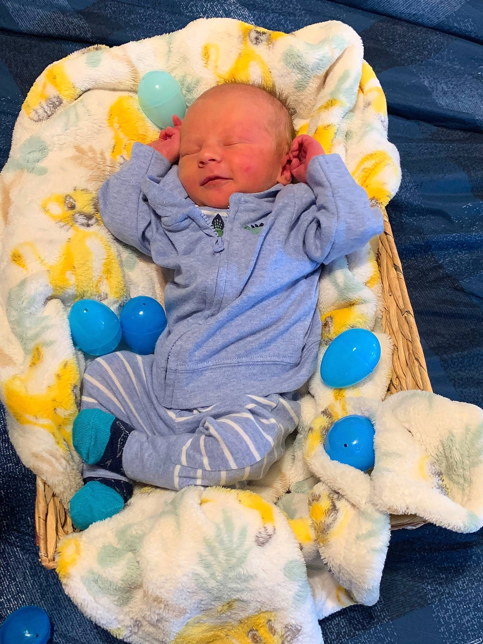 Allen Jr joined the competition — help win amazing prizes! baby, child, person, play, toddler, toy, yellow