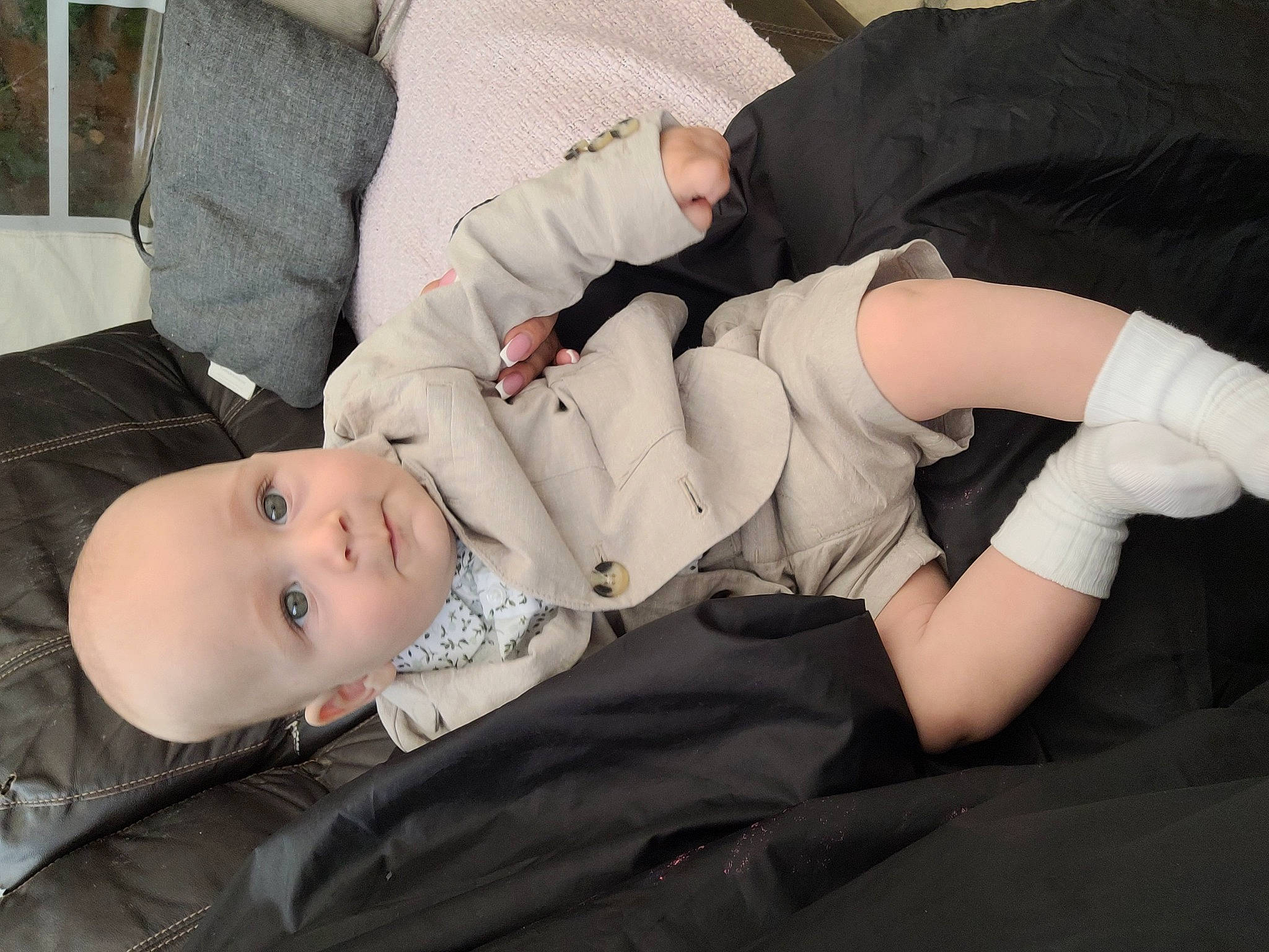 Denis joined the competition — help win amazing prizes! baby, baby_toddler_clothing, child, comfort, elbow, gesture, human_leg, knee, lap, leg, person, sitting, sock, thigh, toddler, wrist