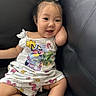 Azyla joined the competition — help win amazing prizes! baby, child, smiling, sitting, couch, leather, clothing, flamingo, flower, cute, happy, portrait, indoors, skin, hair, toddler, playful, relaxed, infant, fashion
