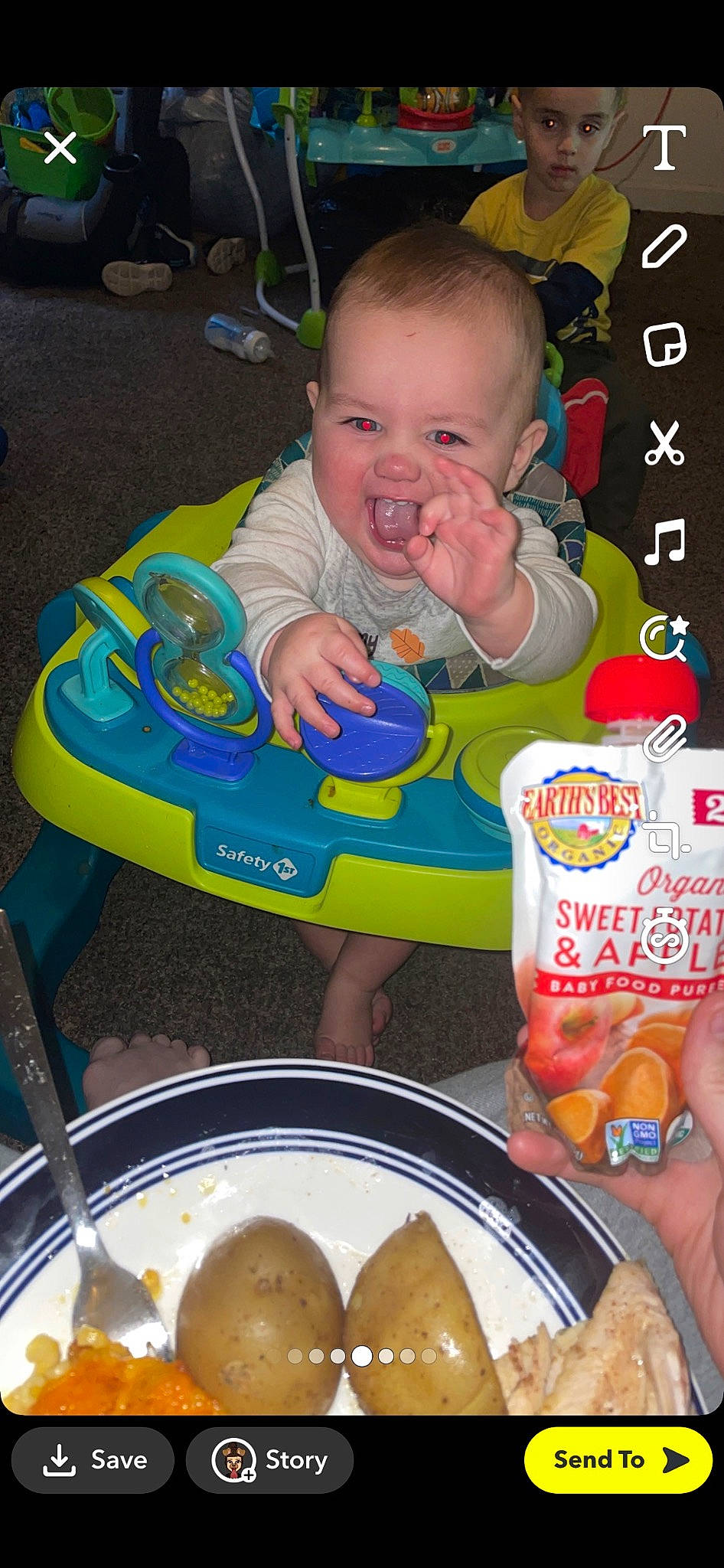 King joined the competition — help win amazing prizes! baby, baby_products, baby_toddler_clothing, chair, child, comfort_food, cuisine, dish, finger_food, food, headwear, ingredient, junk_food, person, plate, produce, recipe, salt_and_pepper_shakers, sharing, smile