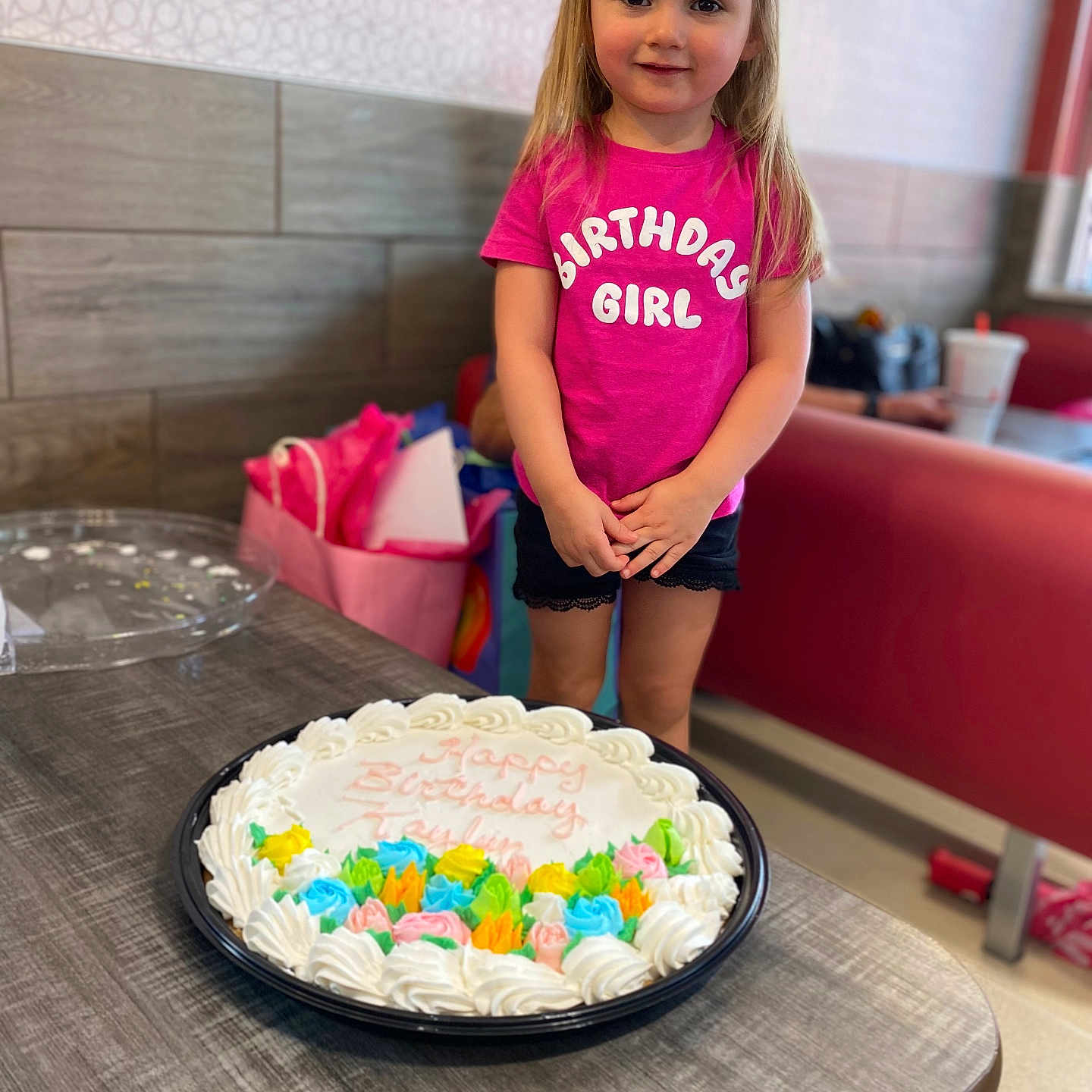 Kaylyn joined the competition — help win amazing prizes! birthdaycake, cake, child, clothing, cream, dessert, face, female, food, fun, furniture, girl, head, people, person, photography, portrait, shorts, sweets, table