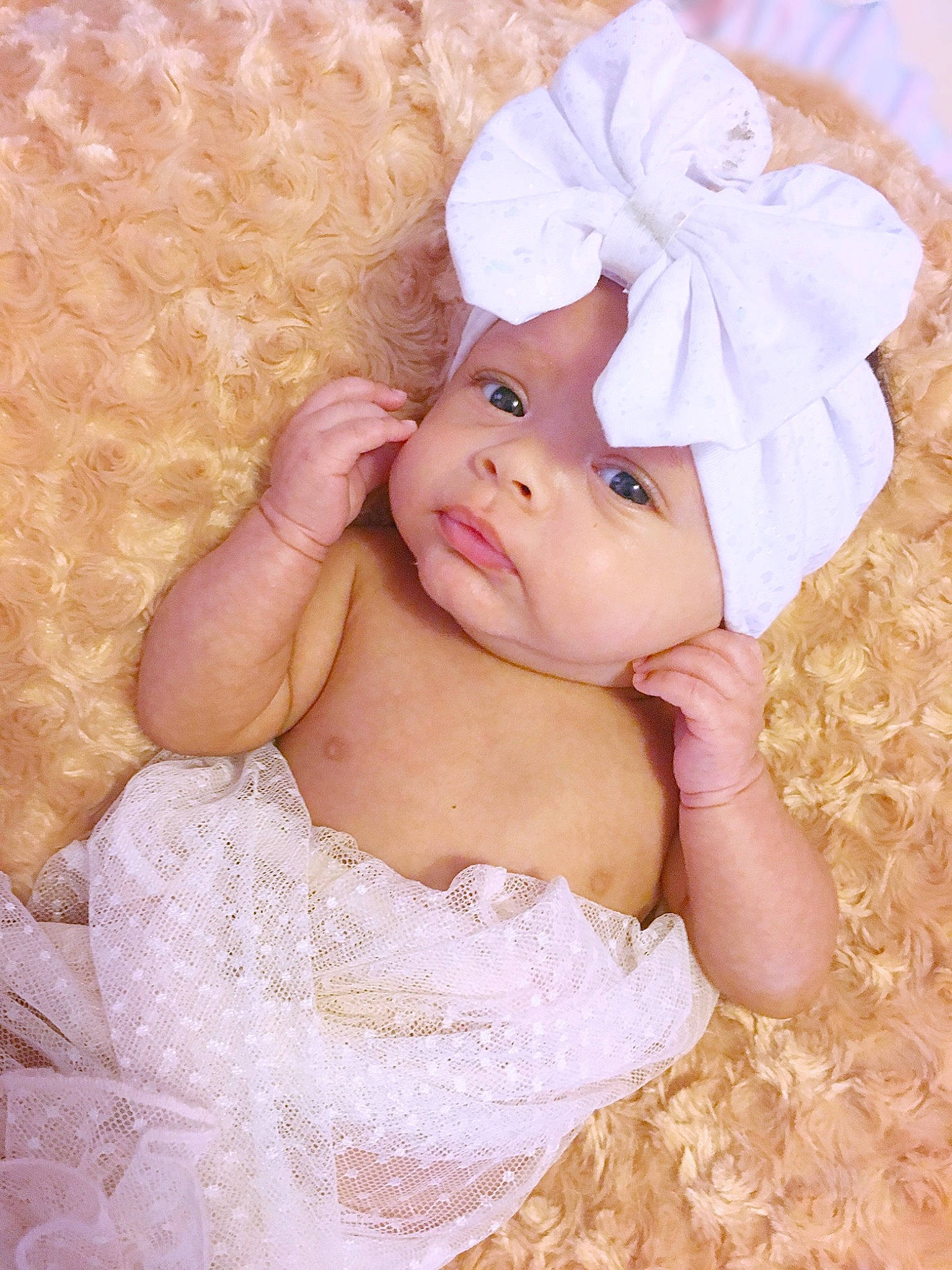 Jaylyn joined the competition — help win amazing prizes! baby, baby_sleeping, cheek, child, hair_accessory, headgear, person, pink, portrait, portrait_photography, skin, smile, textile, toddler