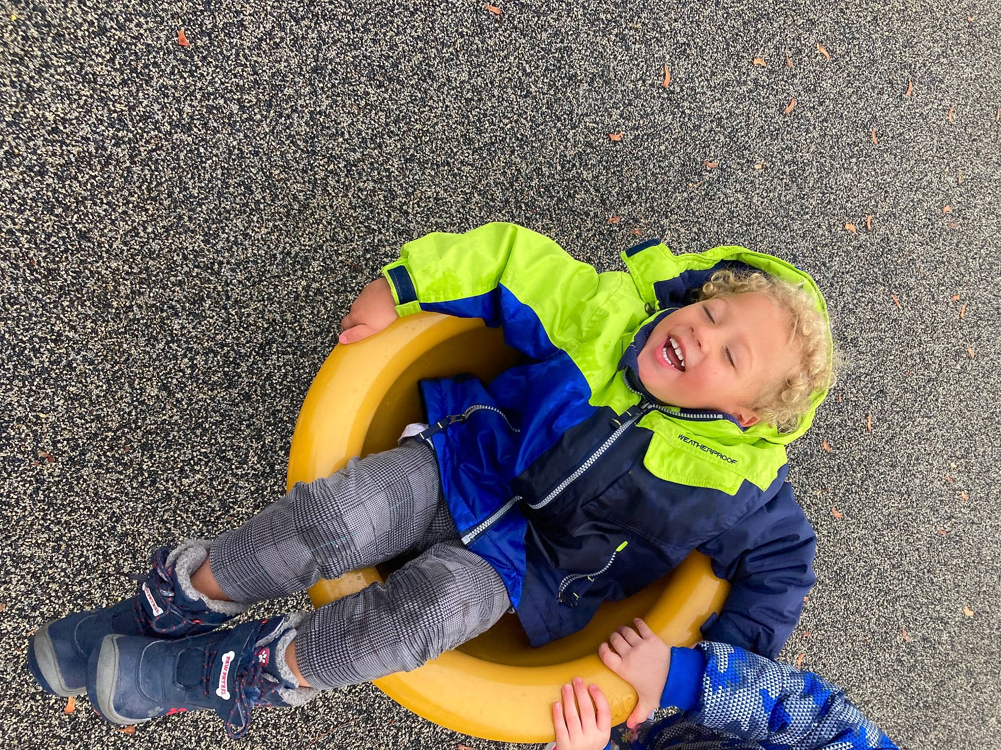 Kobe joined the competition — help win amazing prizes! asphalt, baby, blue, boot, child, electric_blue, fun, grass, happy, leg, leisure, people_in_nature, person, personal_protective_equipment, photograph, play, recreation, road_surface, sitting, sneakers