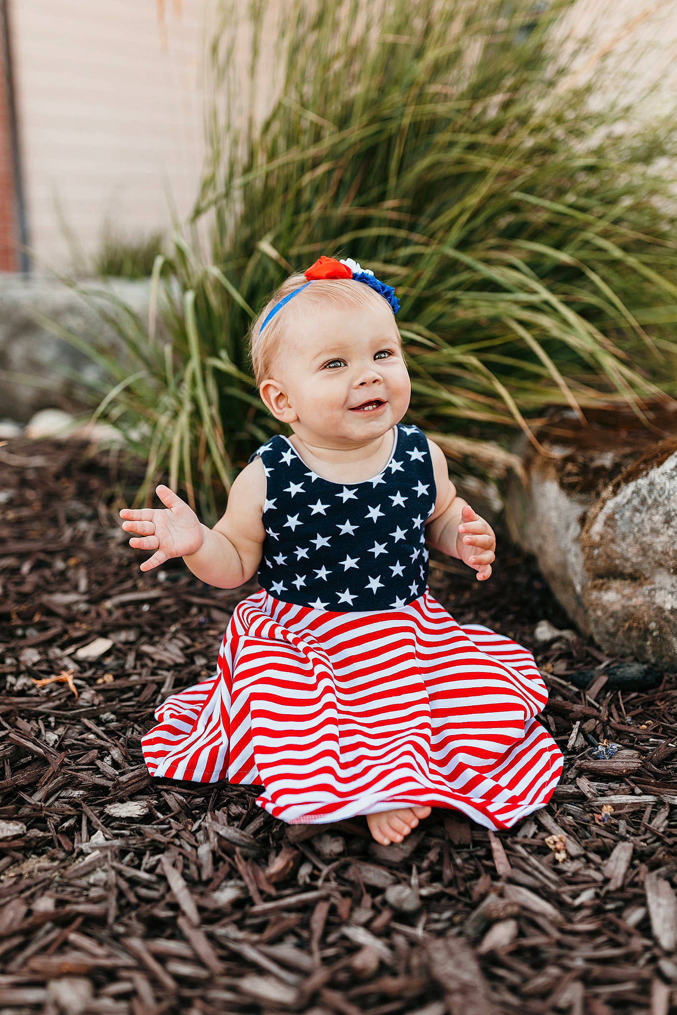 Charli joined the competition — help win amazing prizes! baby, baby_toddler_clothing, child, dress, eye, flash_photography, grass, happy, head, joy, leaf, monochrome_photography, pattern, people_in_nature, person, plant, shoe, sitting, sleeve, smile