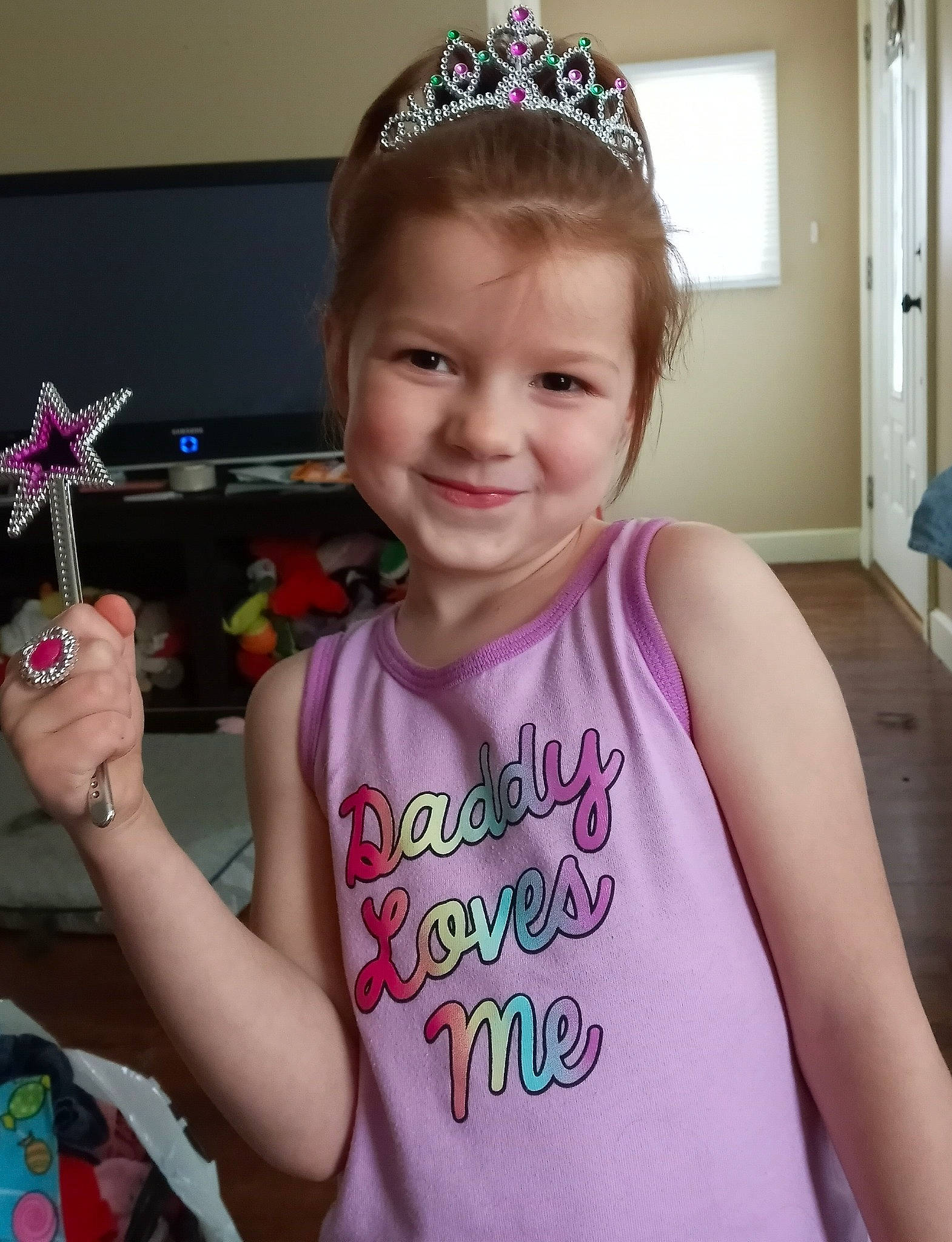 Connie joined the competition — help win amazing prizes! baby_toddler_clothing, beauty, child, cool, ear, fashion_accessory, finger, fun, hair_accessory, happy, headband, headpiece, jewellery, joy, person, pink, purple, sleeve, smile, t_shirt