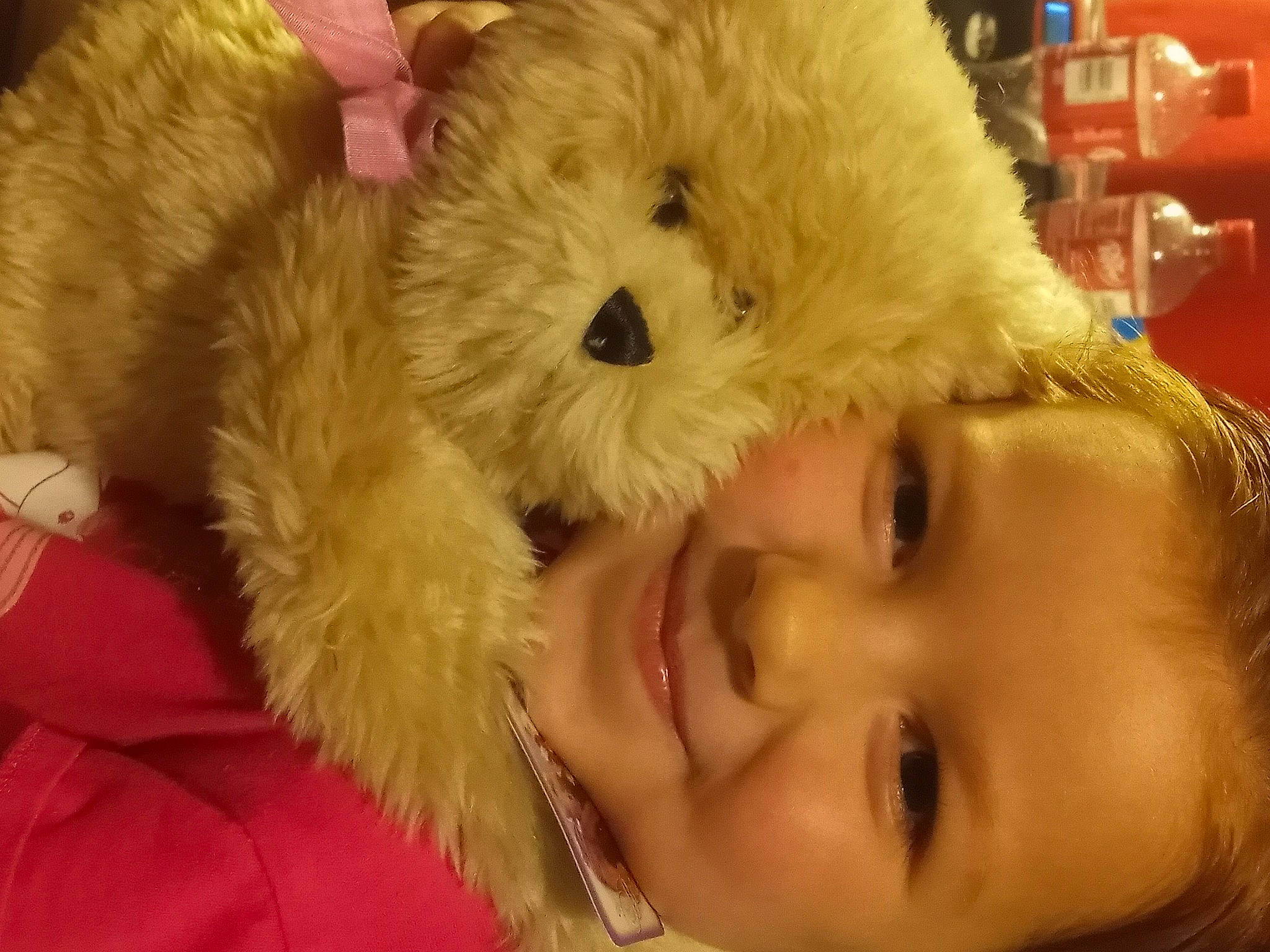 Connie is registered to the contest to win money with this photo: canidae, cheek, child, companion_dog, dog_breed, ear, eyelash, fun, fur, gesture, happy, joy, laugh, love, nose, person, plush, skin, smile, stuffed_toy