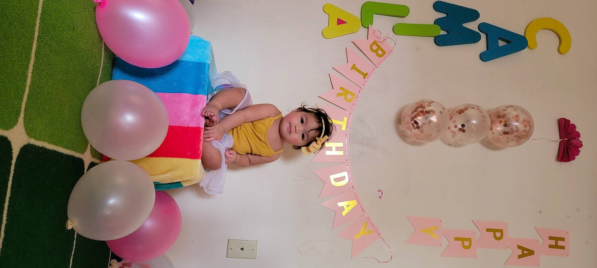 Camila joined the competition — help win amazing prizes! art, balloon, child, circle, event, font, fun, happy, headwear, leisure, light, magenta, party, party_supply, person, pink, room, smile, snapshot, t_shirt