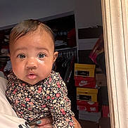 Denver Skye Donahue joined the competition — help win amazing prizes! accessories, baby, bag, bodypart, box, cabinet, closet, cupboard, door, face, finger, furniture, hand, handbag, head, indoors, person, photography, portrait, shelf